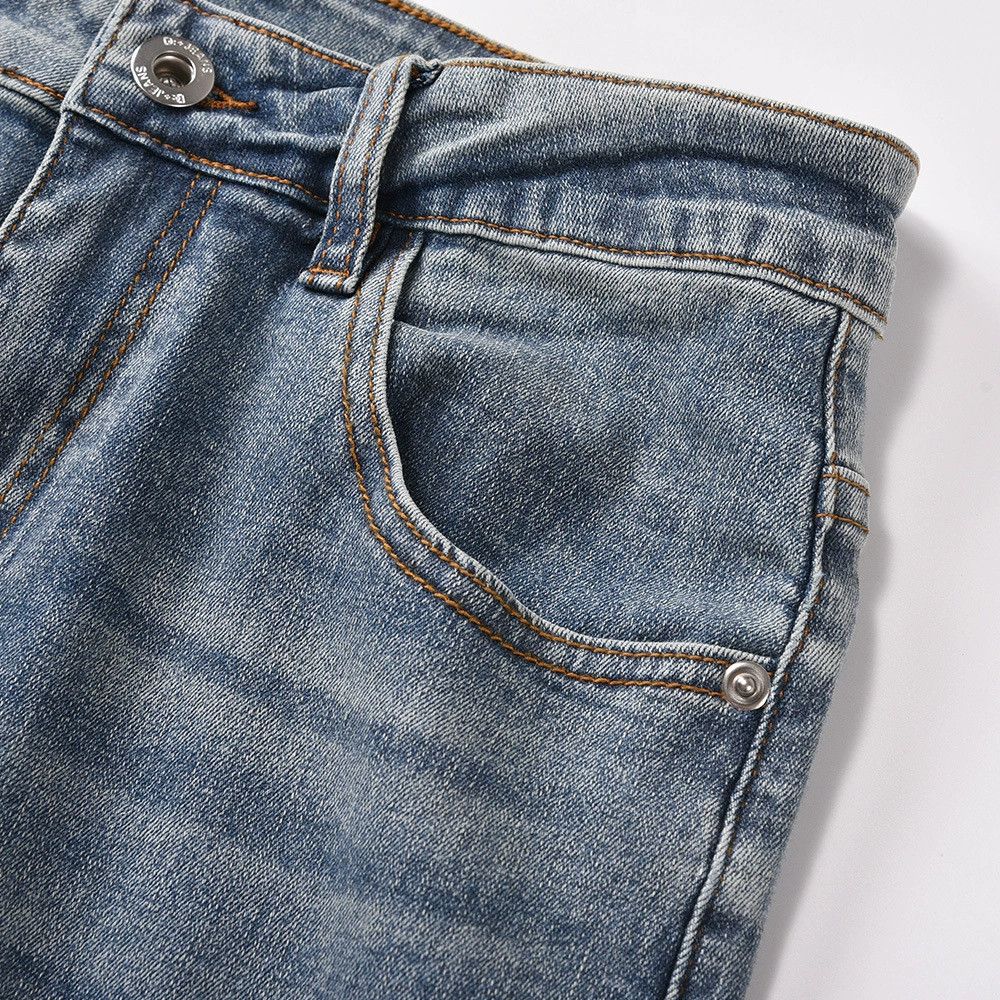Jean Men's American retro washed denim straight trousers Size US 32 / EU 48 - 4 Thumbnail