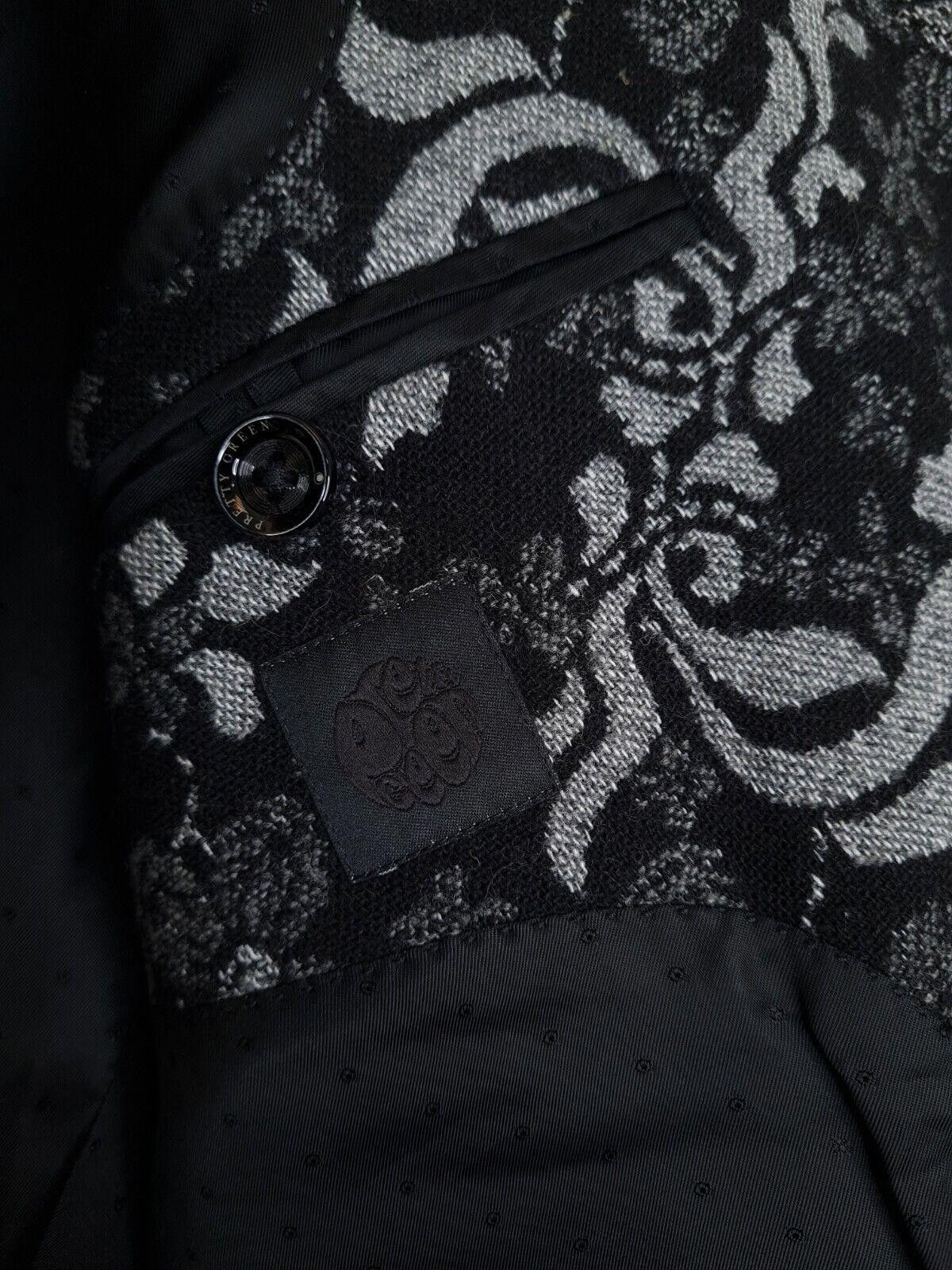 Pretty Green Pretty Green Blazer Size 4o Black Woven Wool Blend Jacket Size US L / EU 52-54 / 3 - 3 Thumbnail