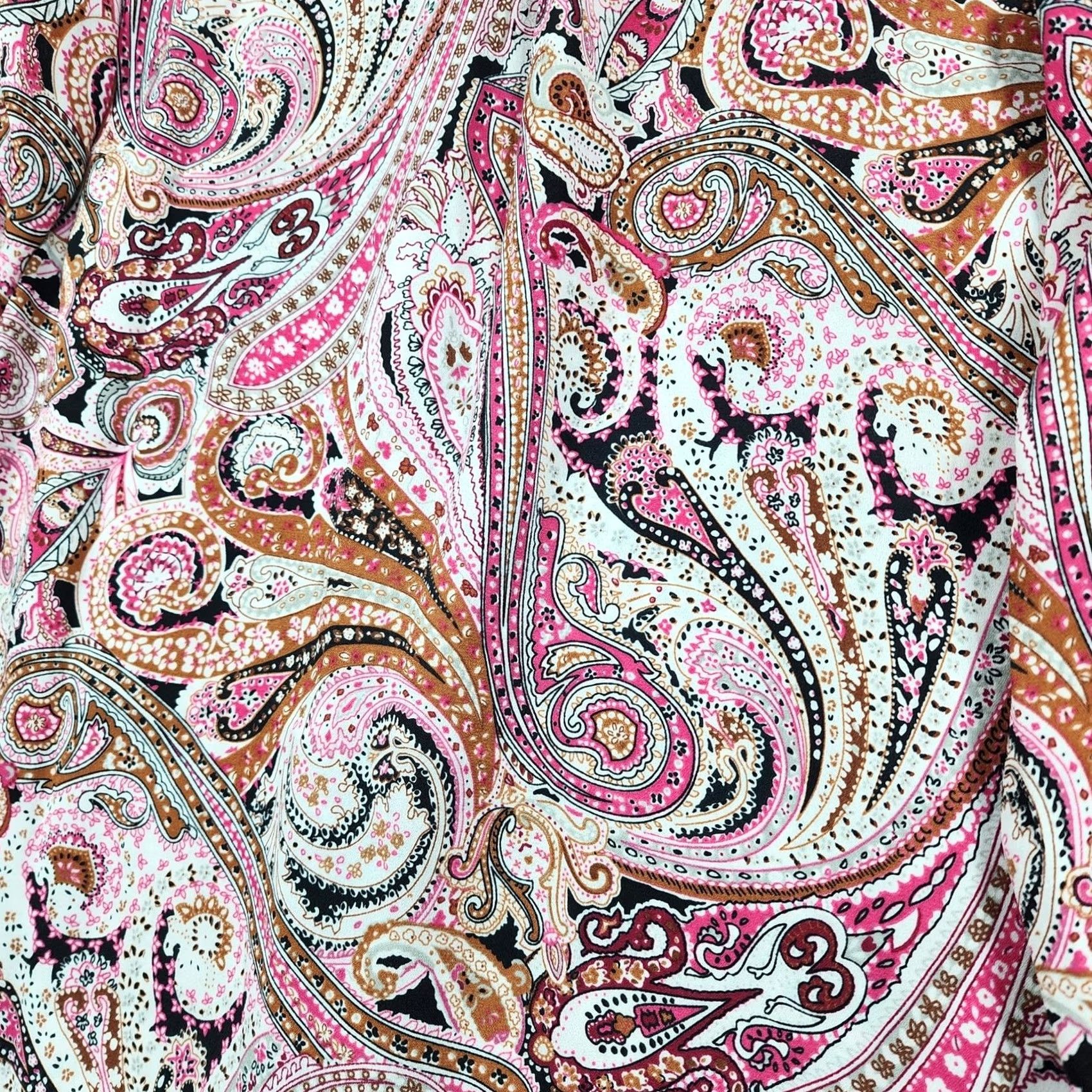 Talbots Talbots Womens Top Large Petite Pink Paisley Lightweight Button Up Office Artsy Blouse Long Sleeve Button Collar Petites Women Size L / US 10 / IT 46 - 7 Thumbnail