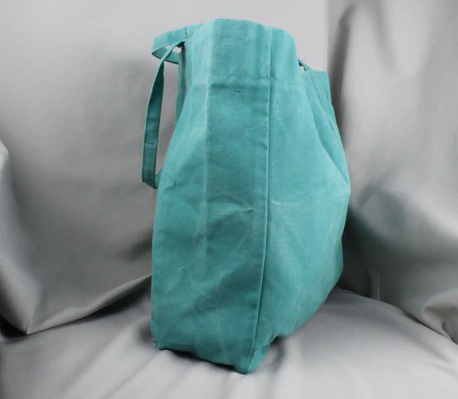 Albam Albam Washed Turquoise Coloured Cotton Canvas Tote bag Size ONE SIZE - 3 Thumbnail