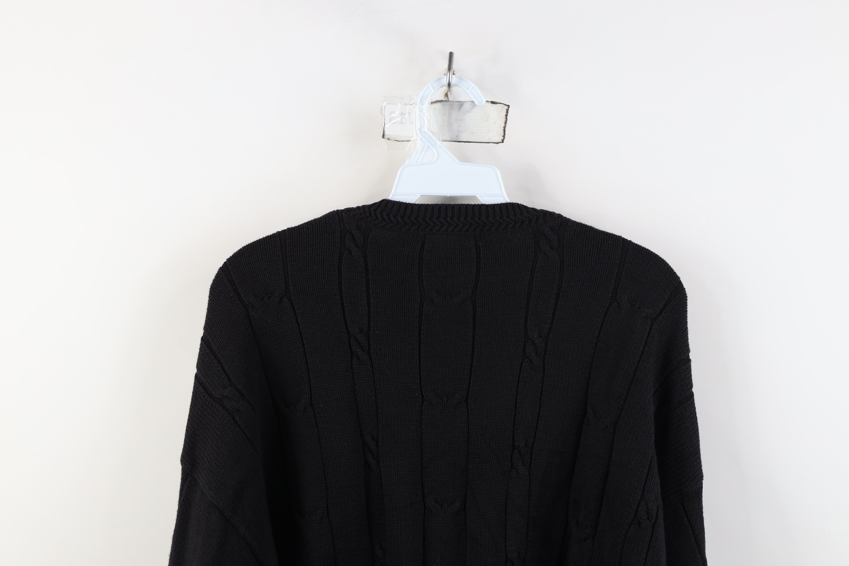 Nautica Vintage 90s Nautica Sailboat Cotton Cable Knit Sweater Black Size US M / EU 48-50 / 2 - 9 Thumbnail