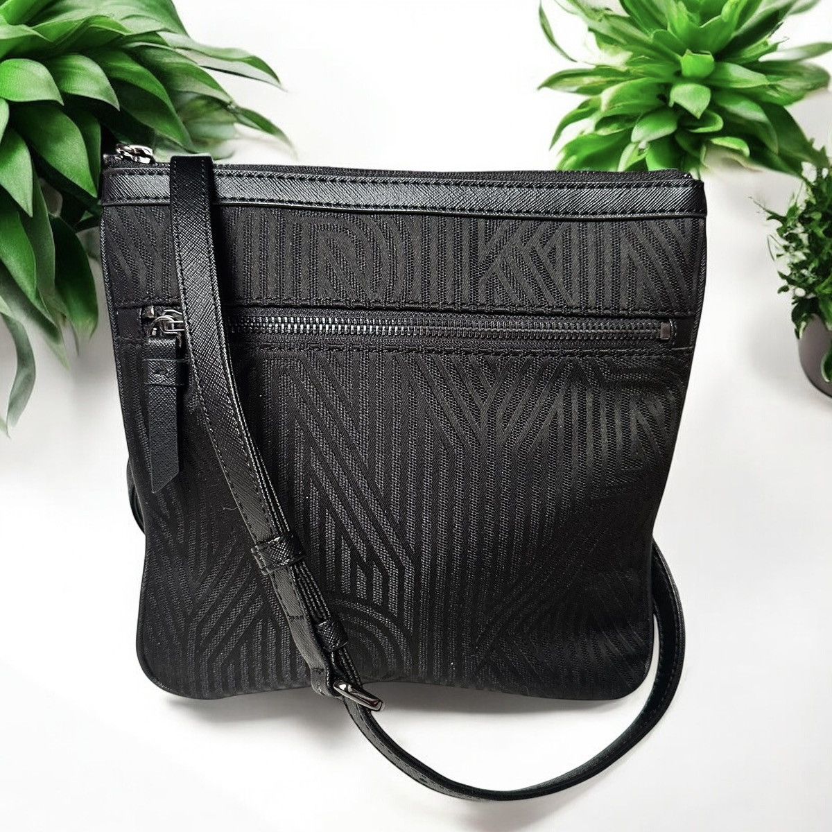 Dkny Black Nylon Logo Crossbody Bag, Women's