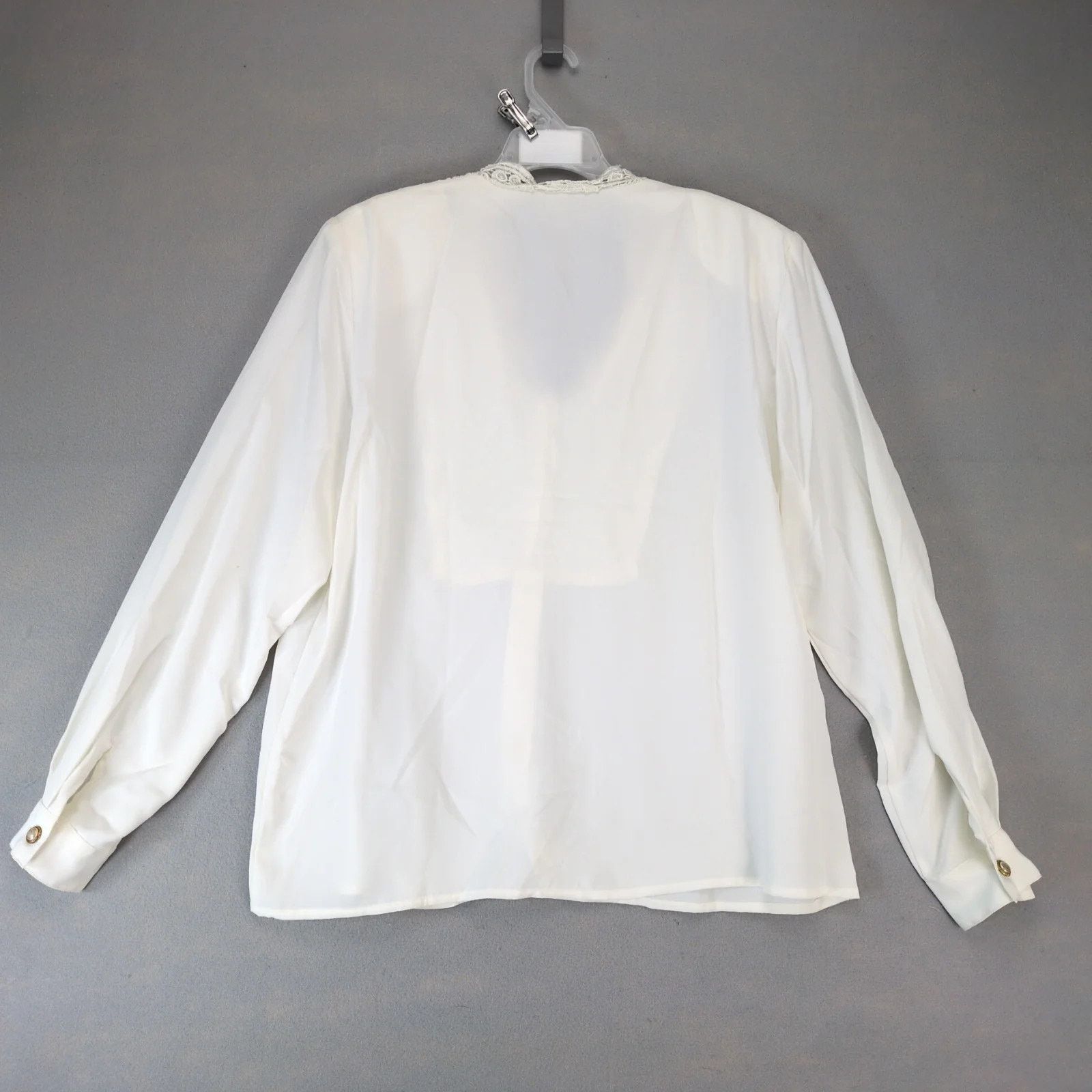 Vintage Christie & Jill Ivory Crochet Lace Blouse Gold Pearl Buttons Size XXL / US 16-18 / IT 52-54 - 2 Thumbnail