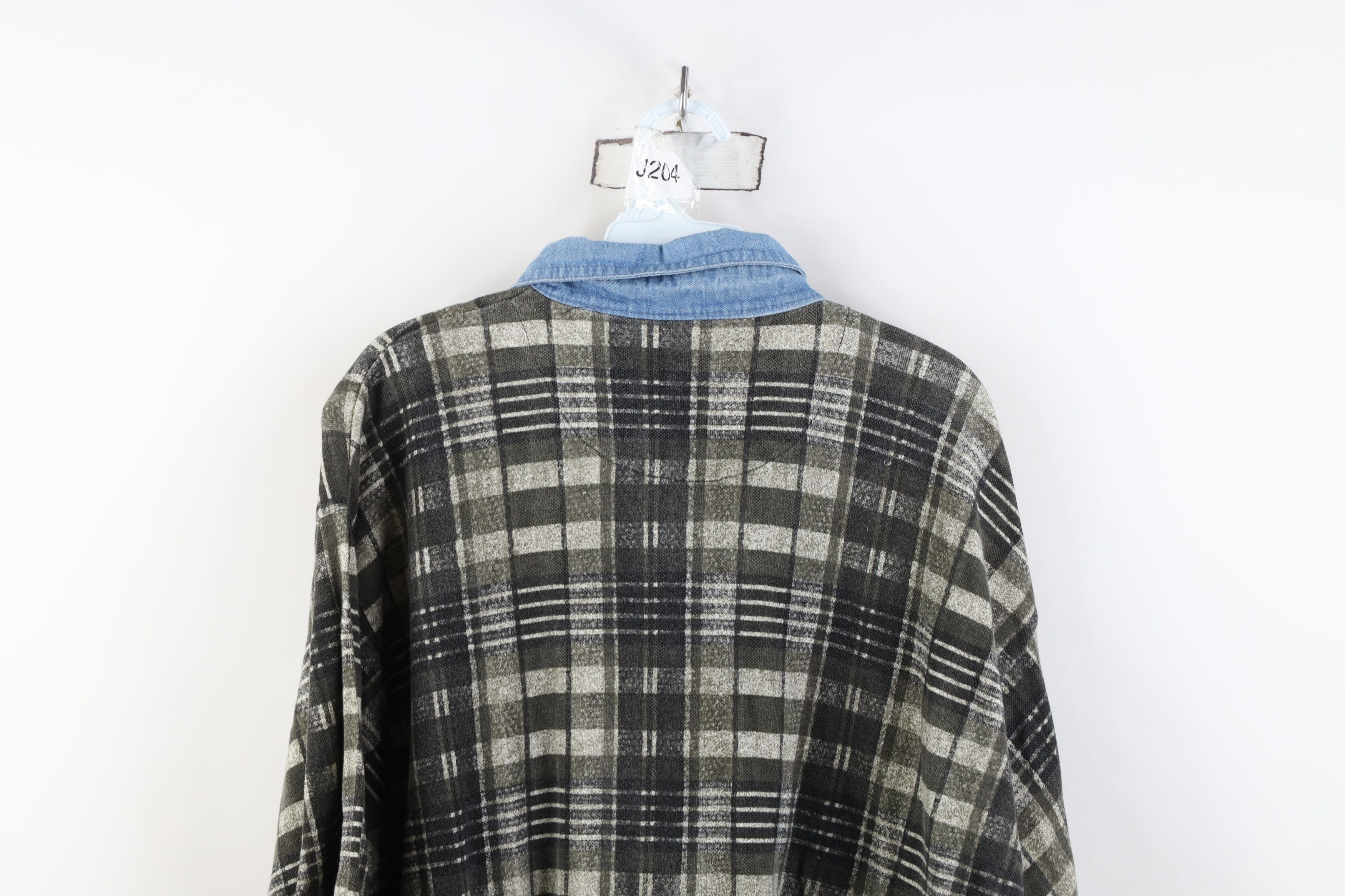 Vintage Vintage 90s Streetwear Denim Collar Golf Polo Shirt Plaid Size US XL / EU 56 / 4 - 10 Thumbnail