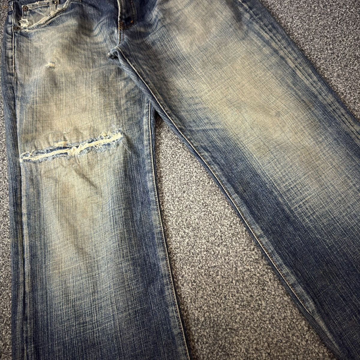Japanese Brand 🇯🇵 Vintage 90s Japanese Bobson Destroyed Crack Wash denim Size US 35 - 4 Thumbnail