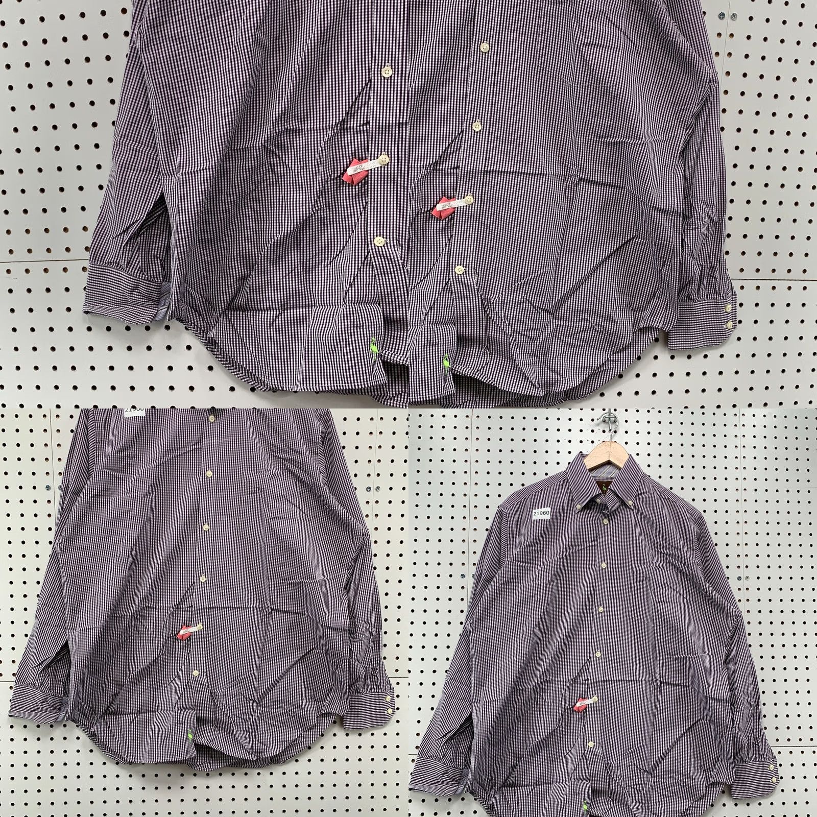 Tailorbyrd TailorByrd Button Down Shirt Purple White Check Long Sleeve Mens Large Size US L / EU 52-54 / 3 - 8 Thumbnail