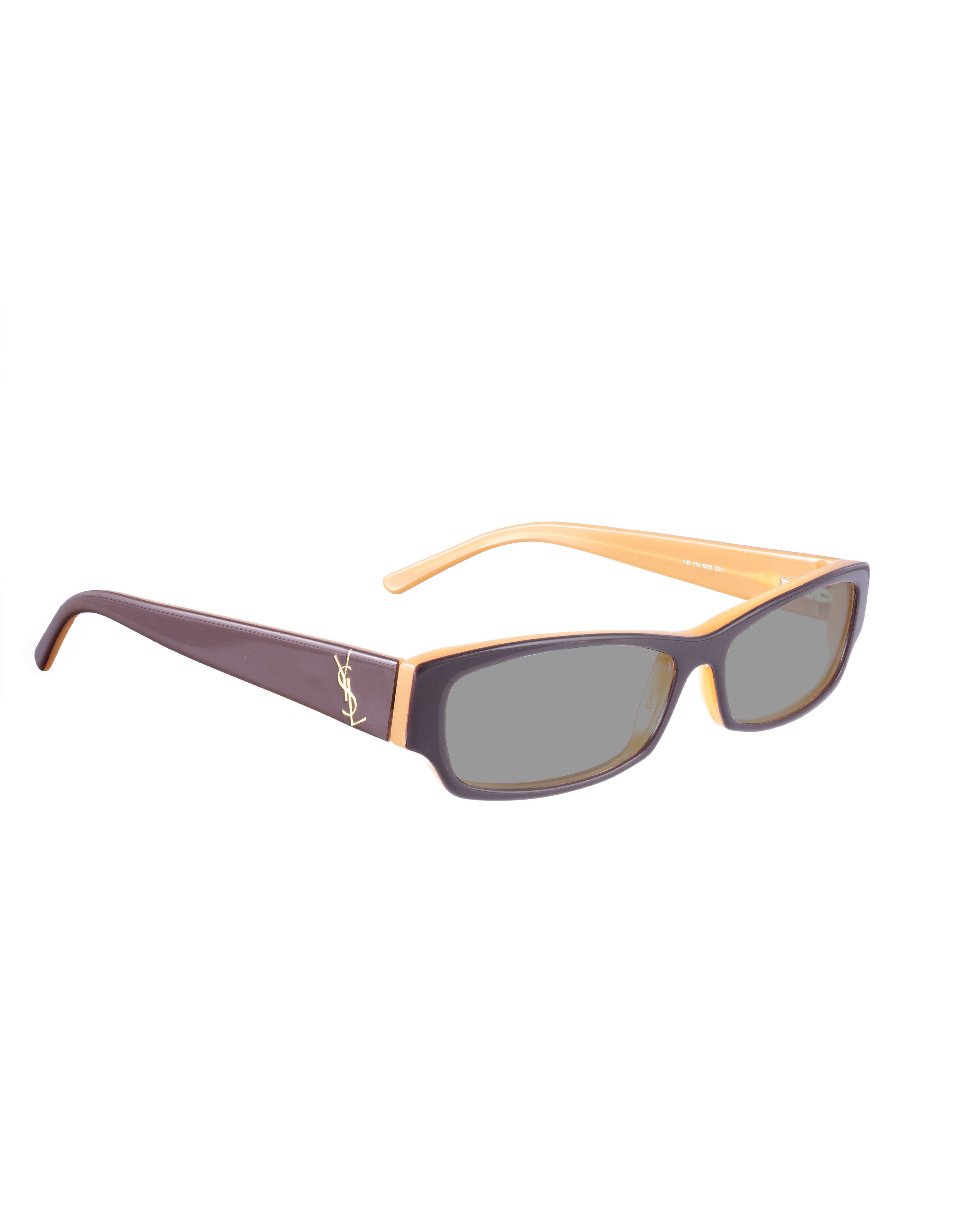 Yves Saint Laurent Yves Saint Laurent 00s Beige & Black Sunlasses Gold Logo Size ONE SIZE - 1 Thumbnail
