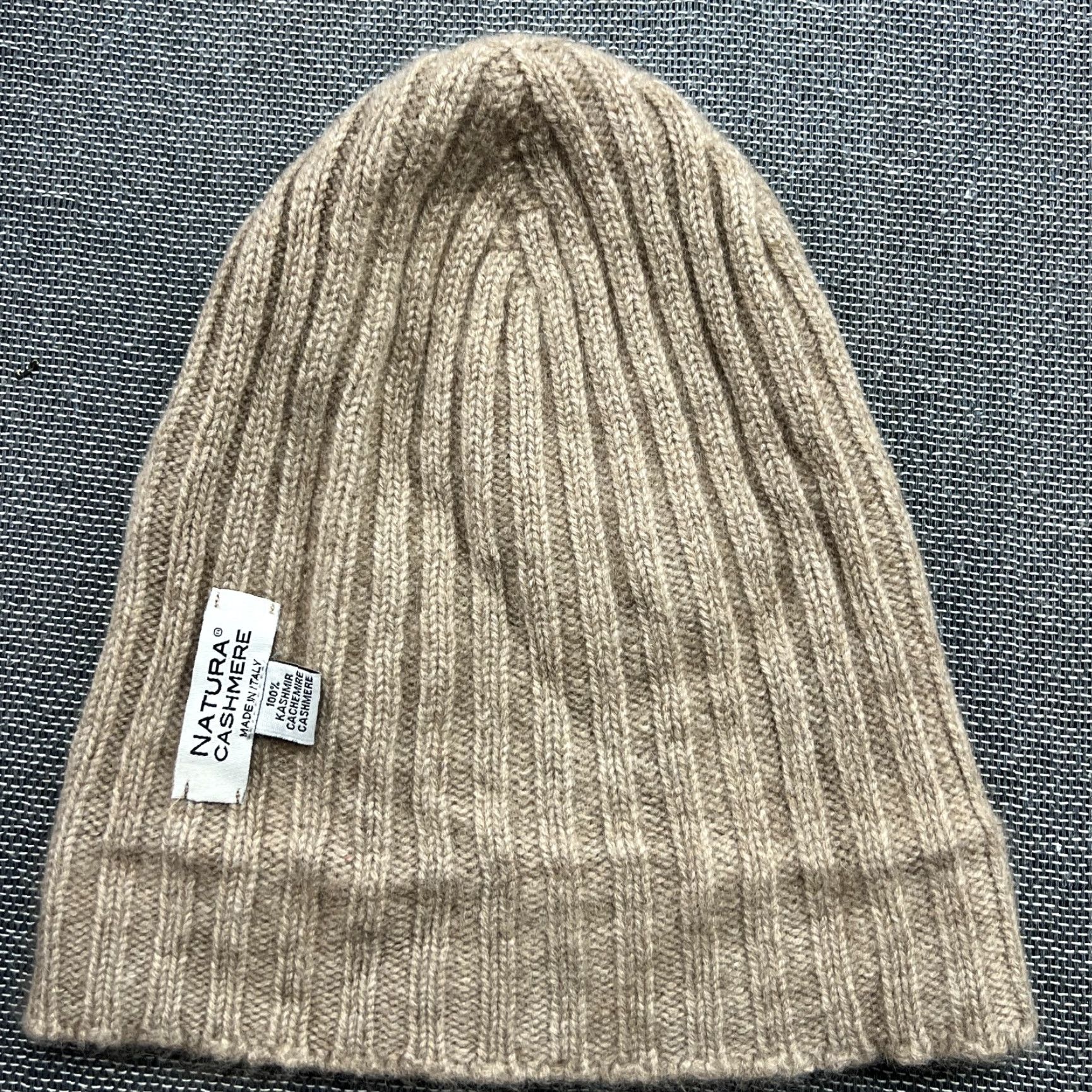 Vintage Natura Cashmere Beanie Womens 100% Cashmere Beige One Size Ribbon Hats Beanie Size ONE SIZE - 3 Thumbnail