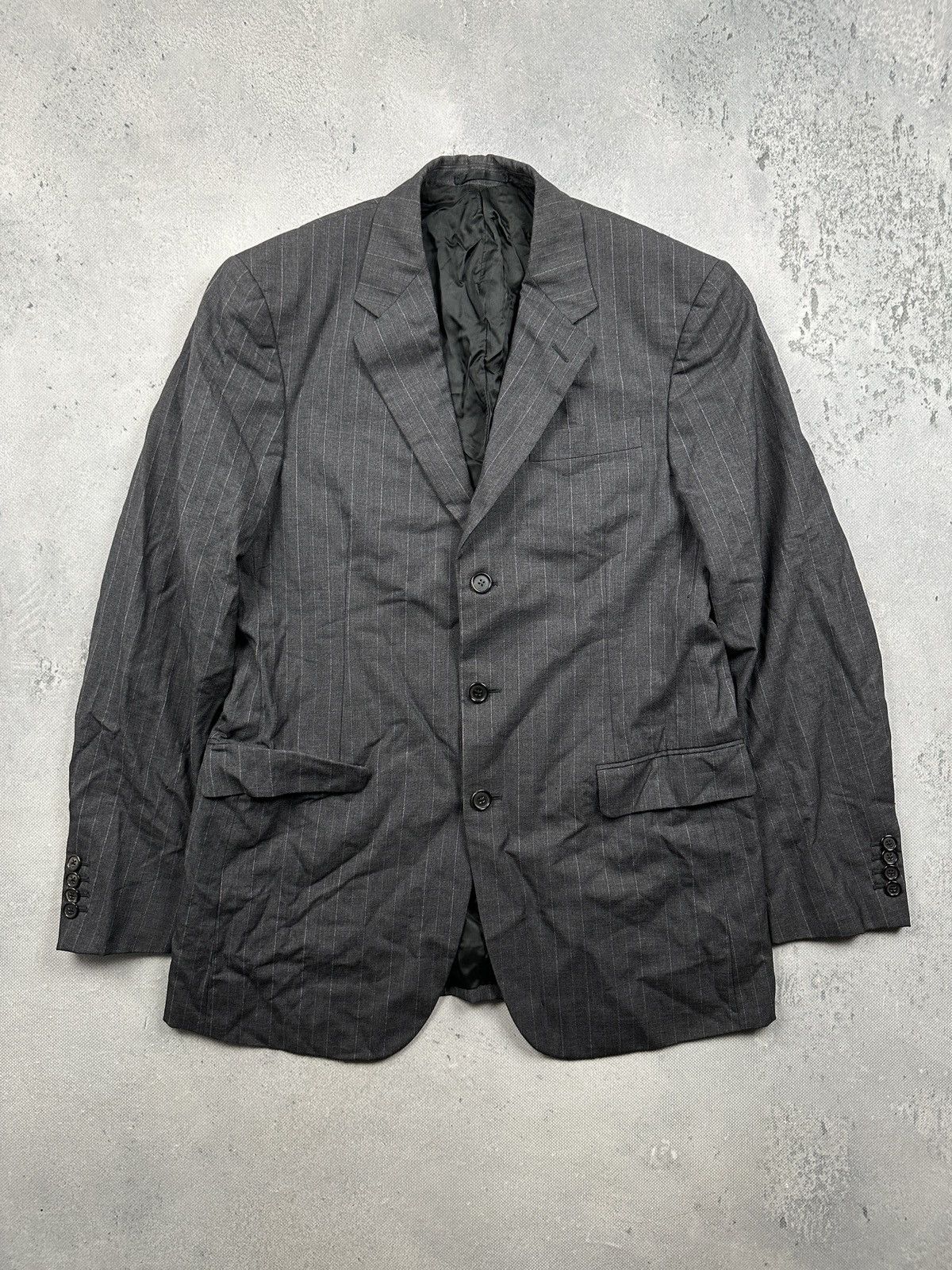 Prada Prada Milano Grey Pinstripe Virgin Wool 00s Blazer 48R Italy Size 48R - 1 Thumbnail