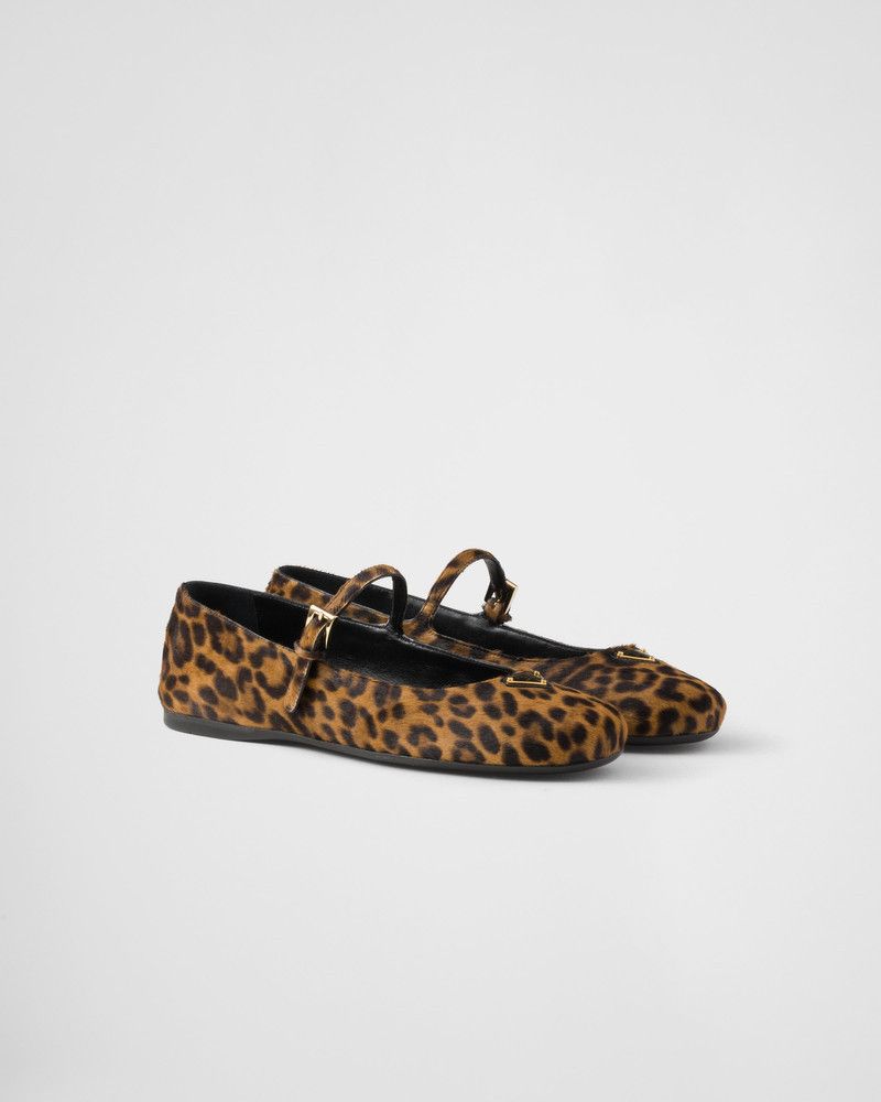 Prada os11x0326 Printed Leather Ballerinas Flats in Leopard Size US 8 / IT 38 - 2 Thumbnail