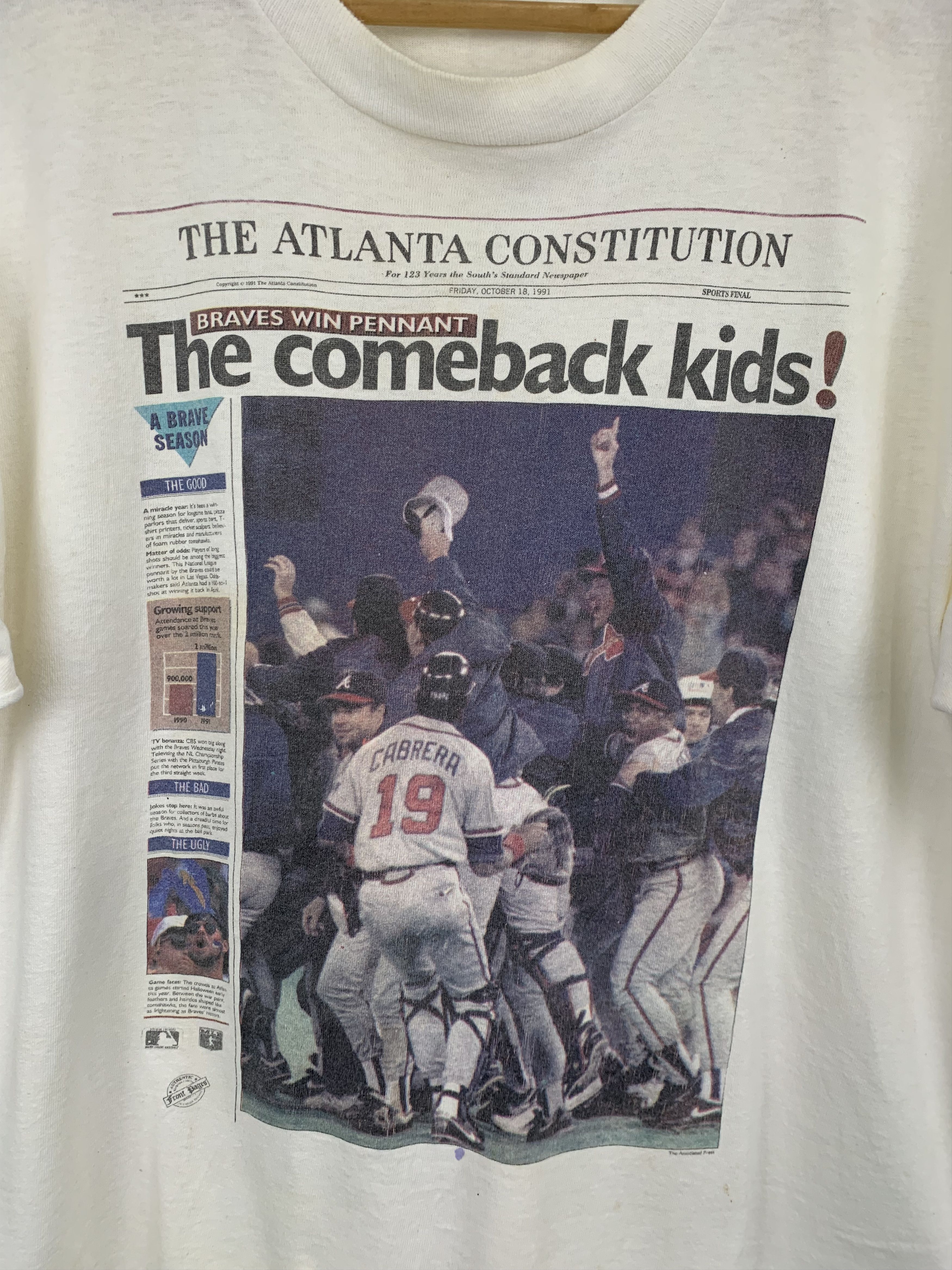 MLB × Vintage Vintage 90s The Atlanta The Comeback Kids T Shirt TA0120 Size US XL / EU 56 / 4 - 5 Thumbnail