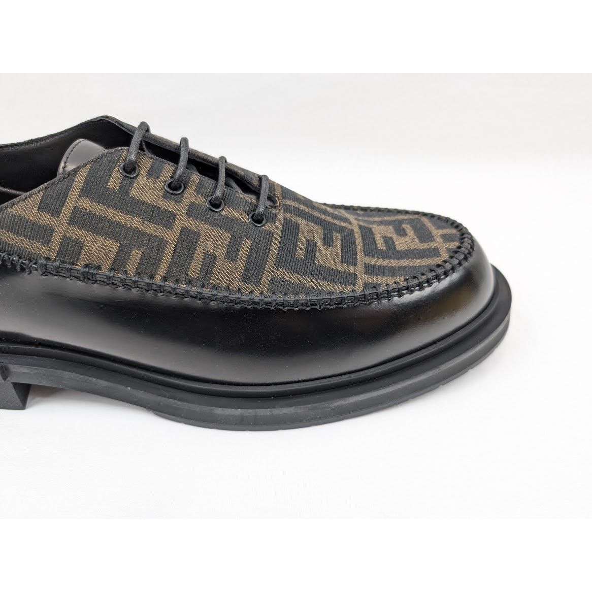 Fendi o1rshd1 Lace Up Fabric Calf Leather Boots Shoe Tabacco/Black Size US 12 / EU 45 - 5 Thumbnail