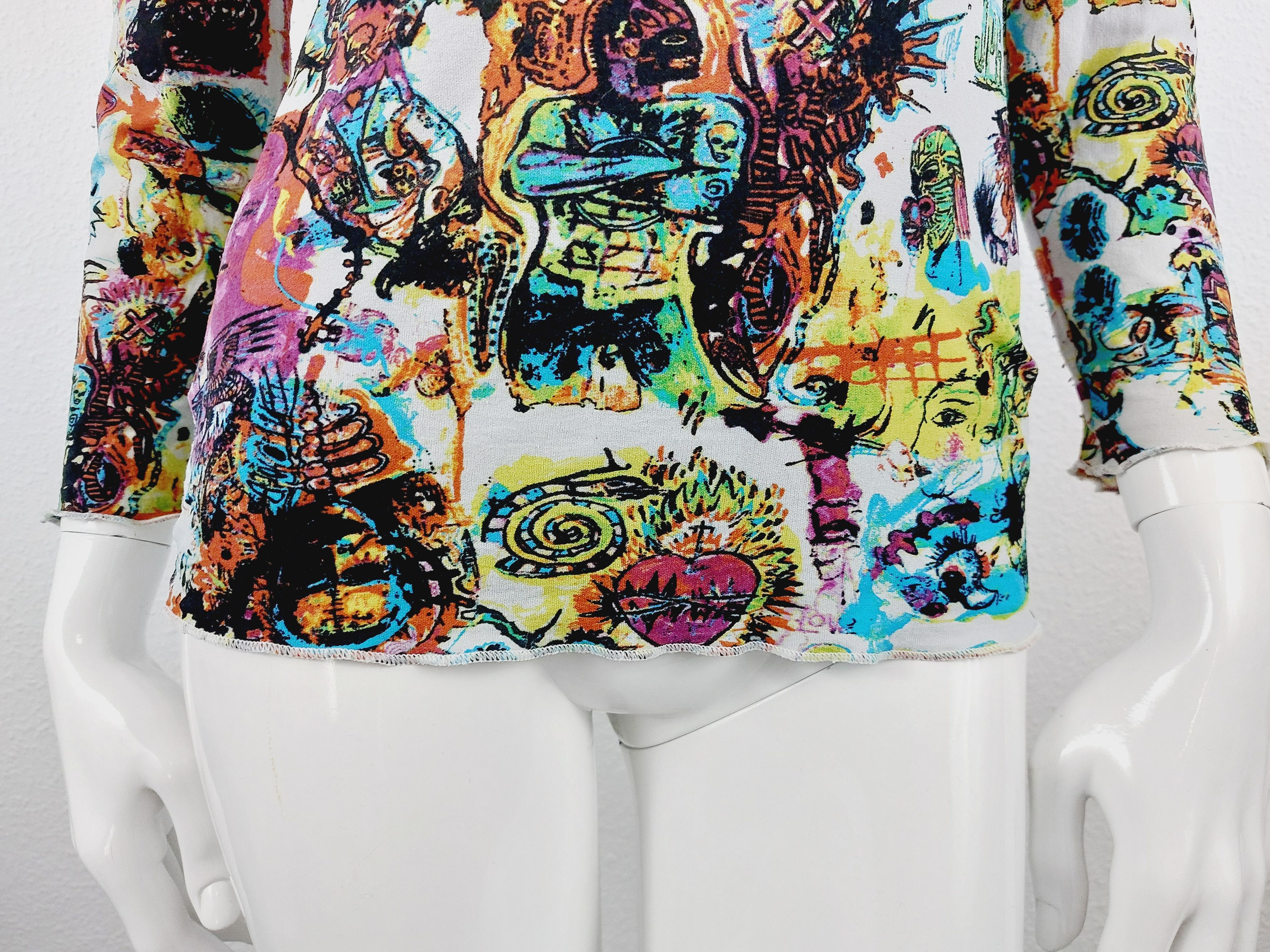 Jean Paul Gaultier Jean Paul Gaultier Basquiat Comic Art Tattoo Top T-Shirt Size US XS / EU 42 / 0 - 3 Thumbnail