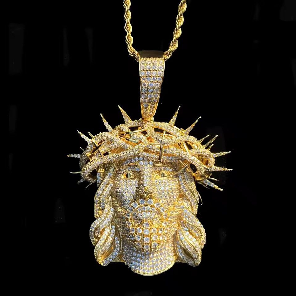 Other Iced Out Ratten Jesus Necklace Pendant 60 cm Chain Size ONE SIZE - 1 Thumbnail
