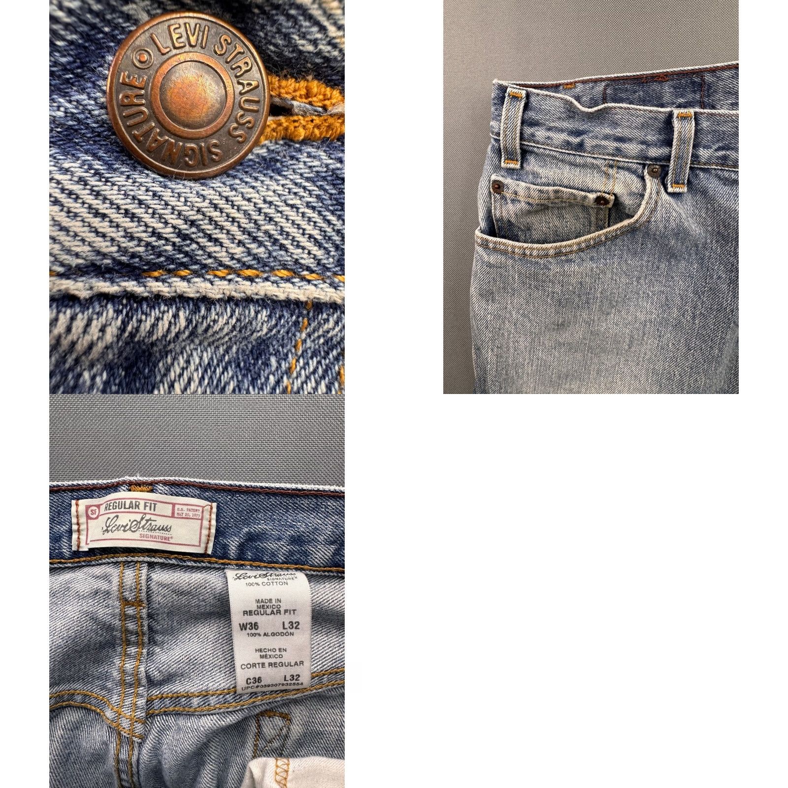 Vintage VINTAGE Levi Strauss Signature Regular Fit Jeans Mens Light Wash Blue Denim 36x32 Size US 36 / EU 52 - 8 Thumbnail