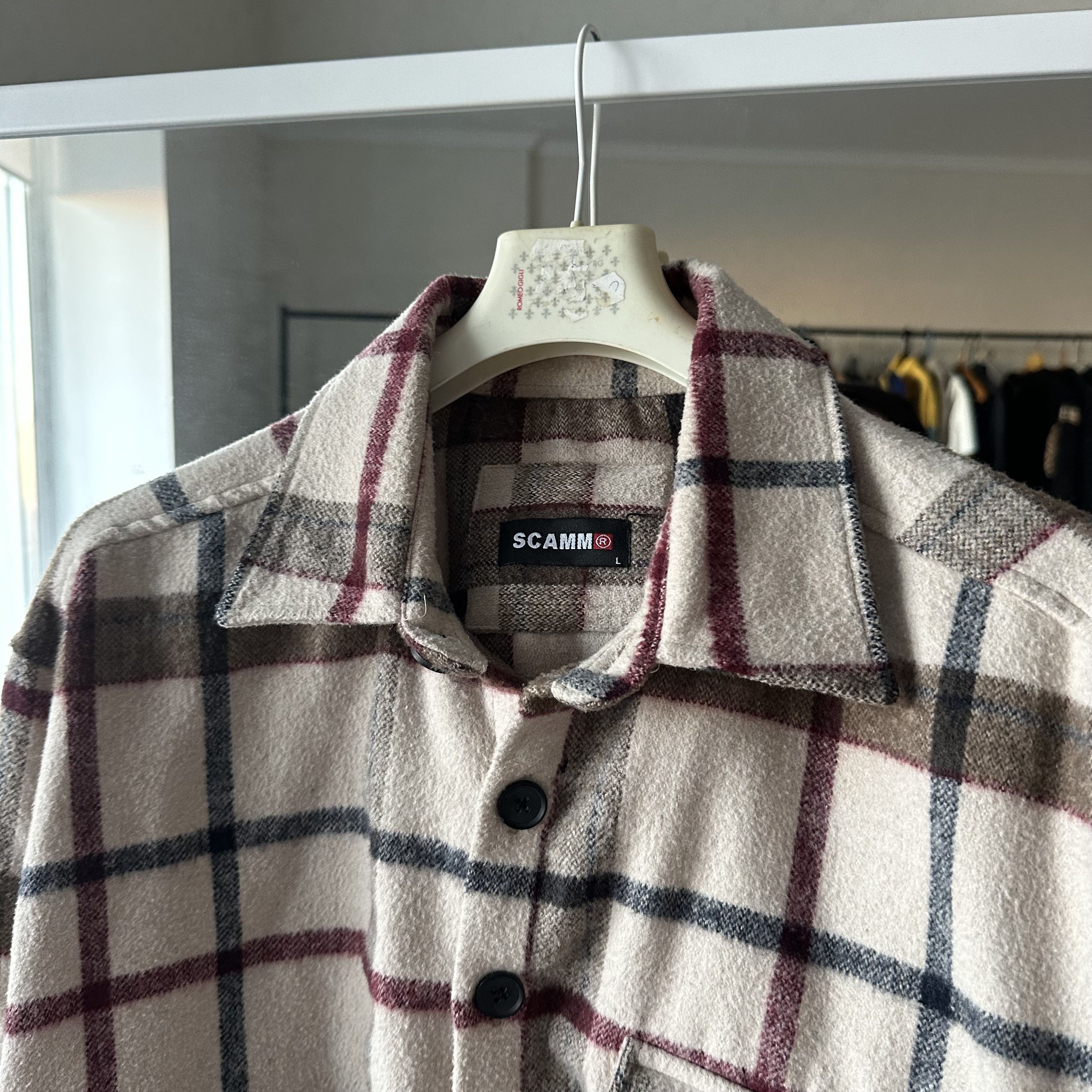 Japanese Brand Scamm Vintage Flannel Shirt Light Avant Garde Beige Jacket Size US M / EU 48-50 / 2 - 1 Thumbnail