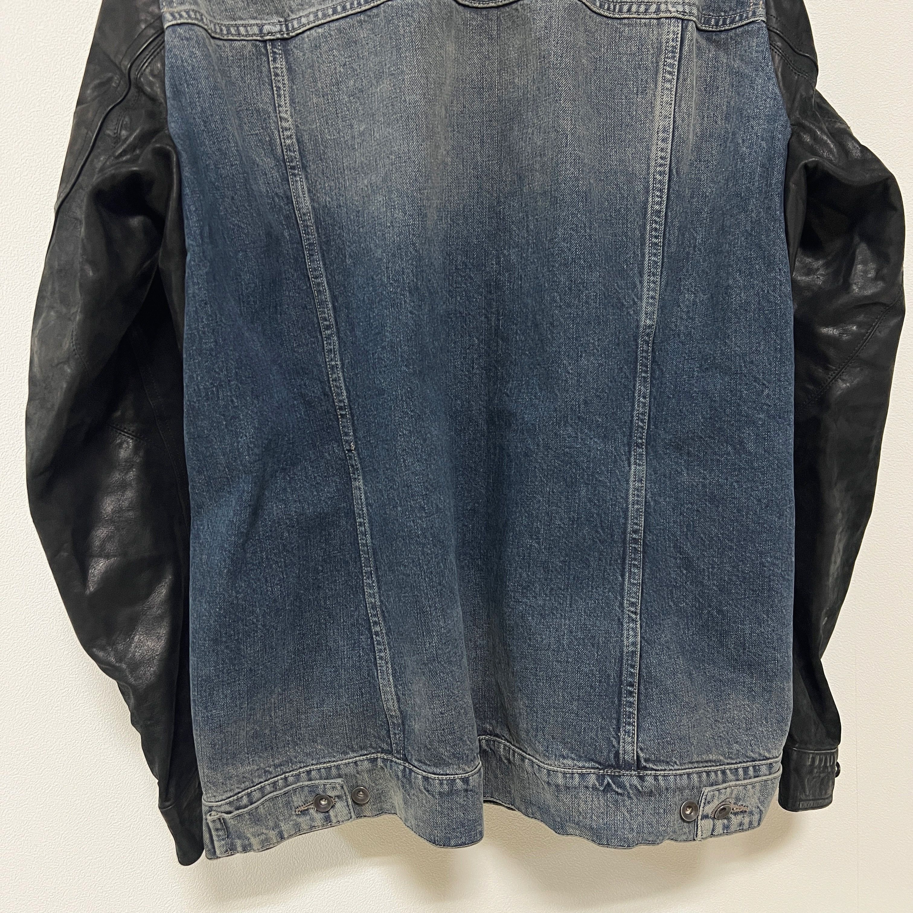 Rick Owens Rick Owens SS14 DRKSHDW Leather Sleeve Denim Jacket Hustler Size US L / EU 52-54 / 3 - 6 Thumbnail