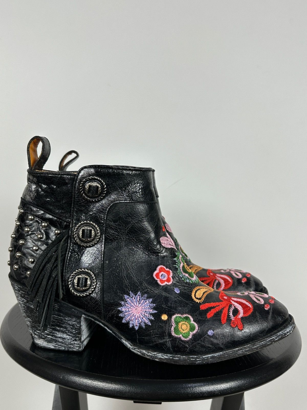Old Gringo Mexicana Old Gringo Leather Cowboy Floral Ankle Boots Size US 9.5 / IT 39.5 - 5 Thumbnail