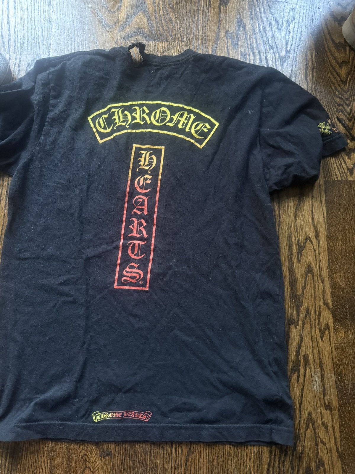 Chrome Hearts Gradient Cemetery Pocket Tee Distressed Black