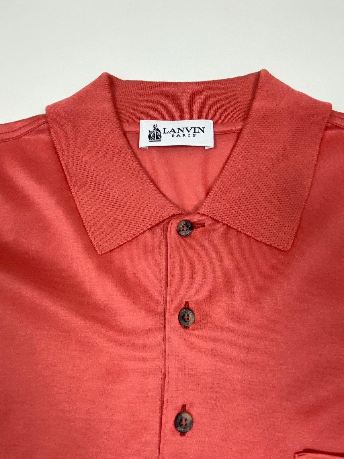 Lanvin 1990’s Vintage Lanvin Paris Shiny Cotton Pocket Polo Shirt Size US XXL / EU 58 / 5 - 3 Thumbnail