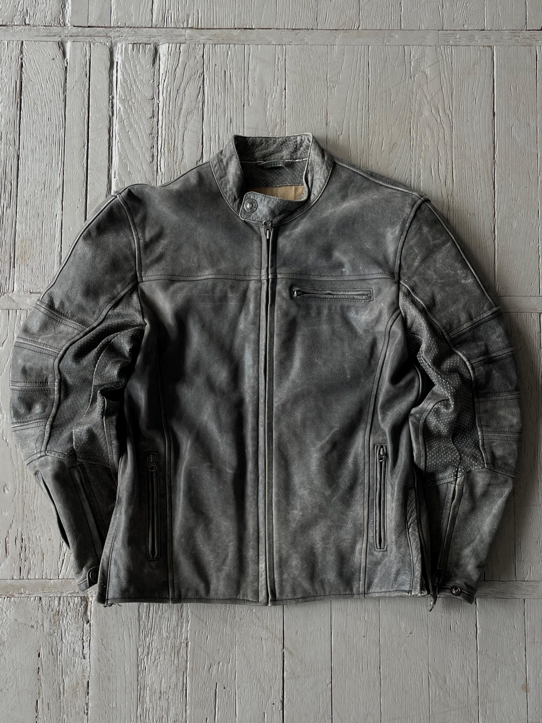 Vintage CRAZY Real Leather Motorcycle Jacket Size US M / EU 48-50 / 2 - 1 Thumbnail