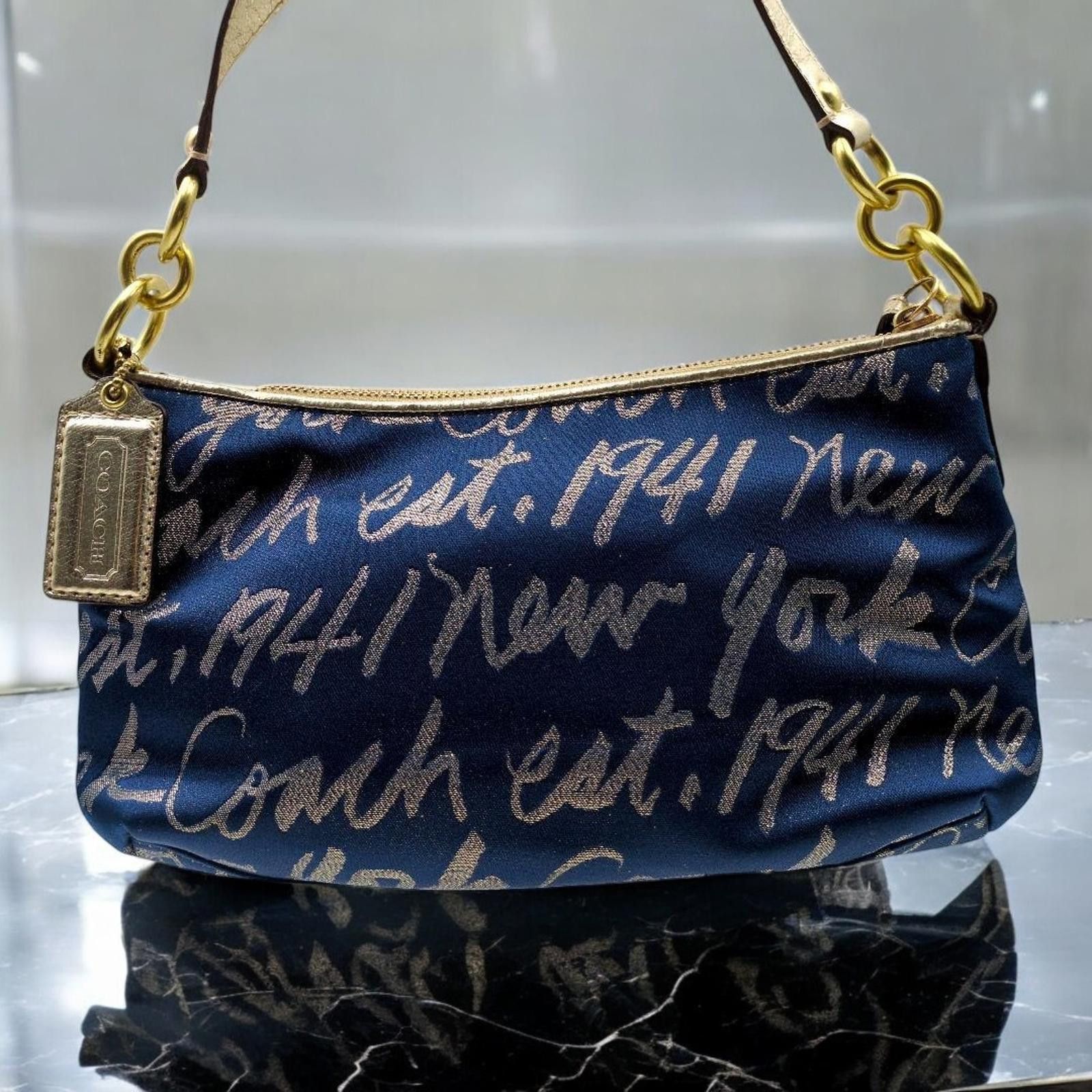 Coach Coach - Navy Blue Script Heart Charm Shoulder Bag Size ONE SIZE - 3 Thumbnail