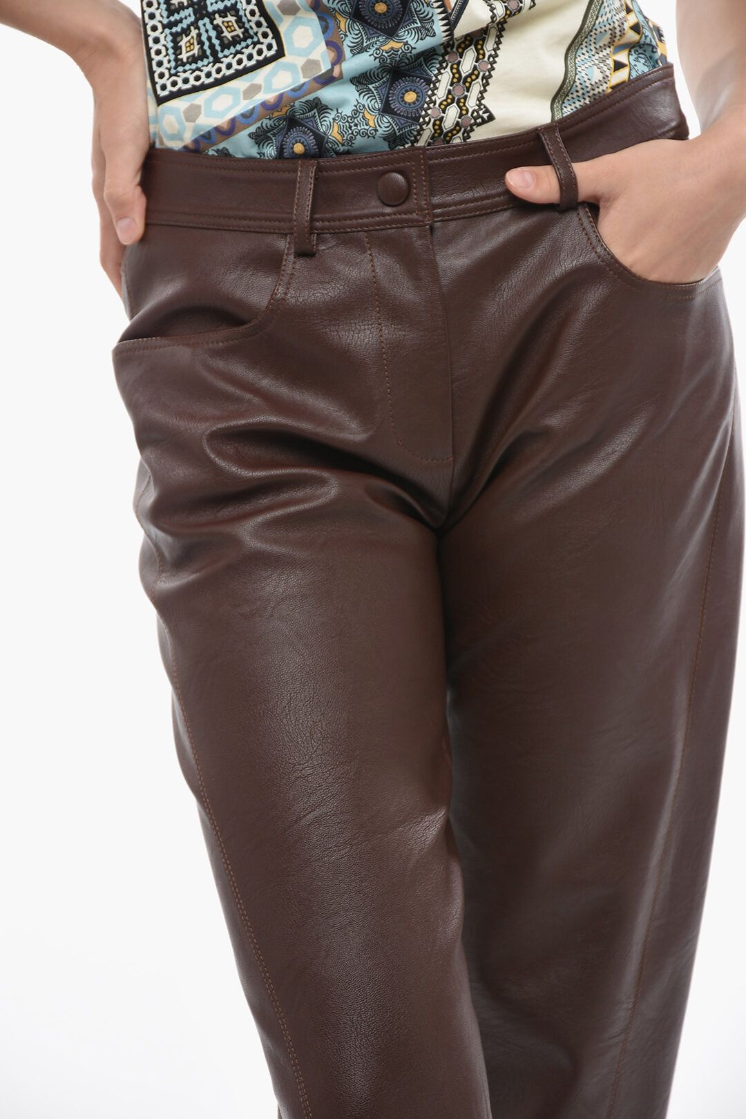 Stella McCartney og1mm0824 Eco-Leather 5 Pocket Pant in Dark Brown Size 27" / US 4 / IT 40 - 3 Thumbnail