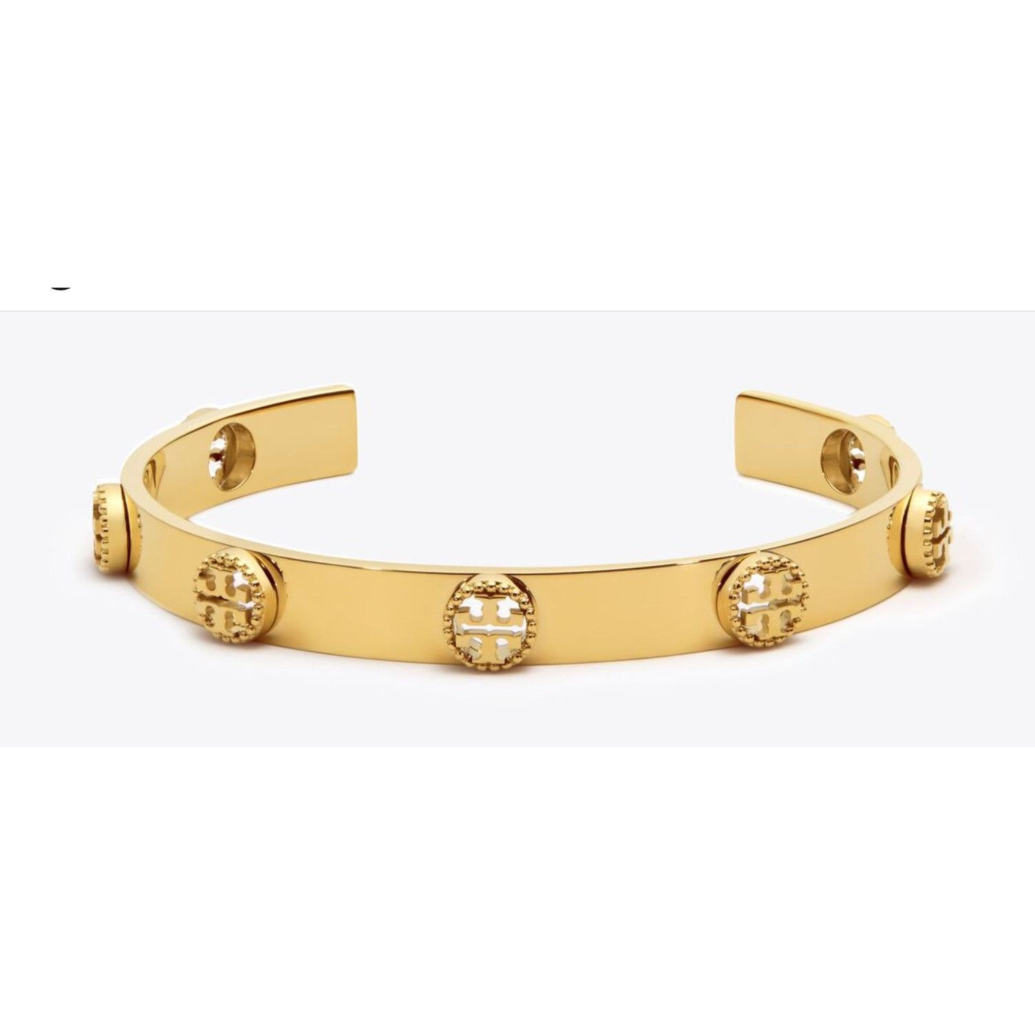 Tory Burch Tory Burch Gold Milgrain Logo-Plaque Cuff Bracelet Size ONE SIZE - 2 Thumbnail