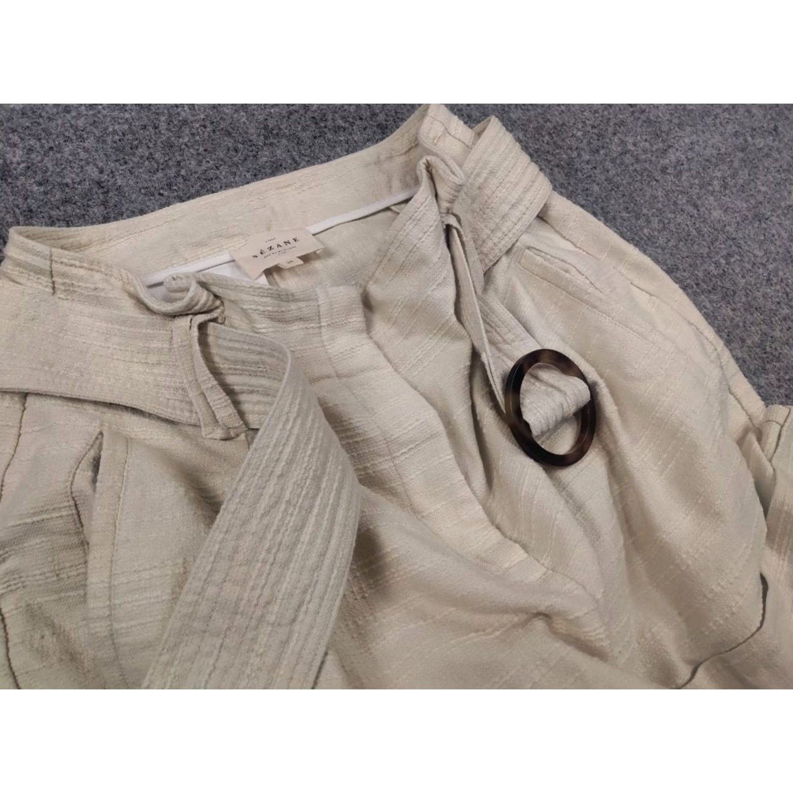 Vintage Sezane Design Rome Beige Woven Belted Cuff Shorts High-rise Size 28" / US 6 / IT 42 - 6 Thumbnail