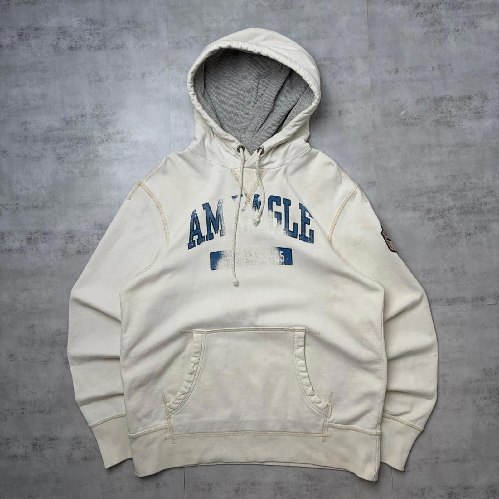 American Eagle Outfitters Y2K White Amercan Eagle Grunge Distressed Thermal Hoodie Size US L / EU 52-54 / 3 - 1 Thumbnail