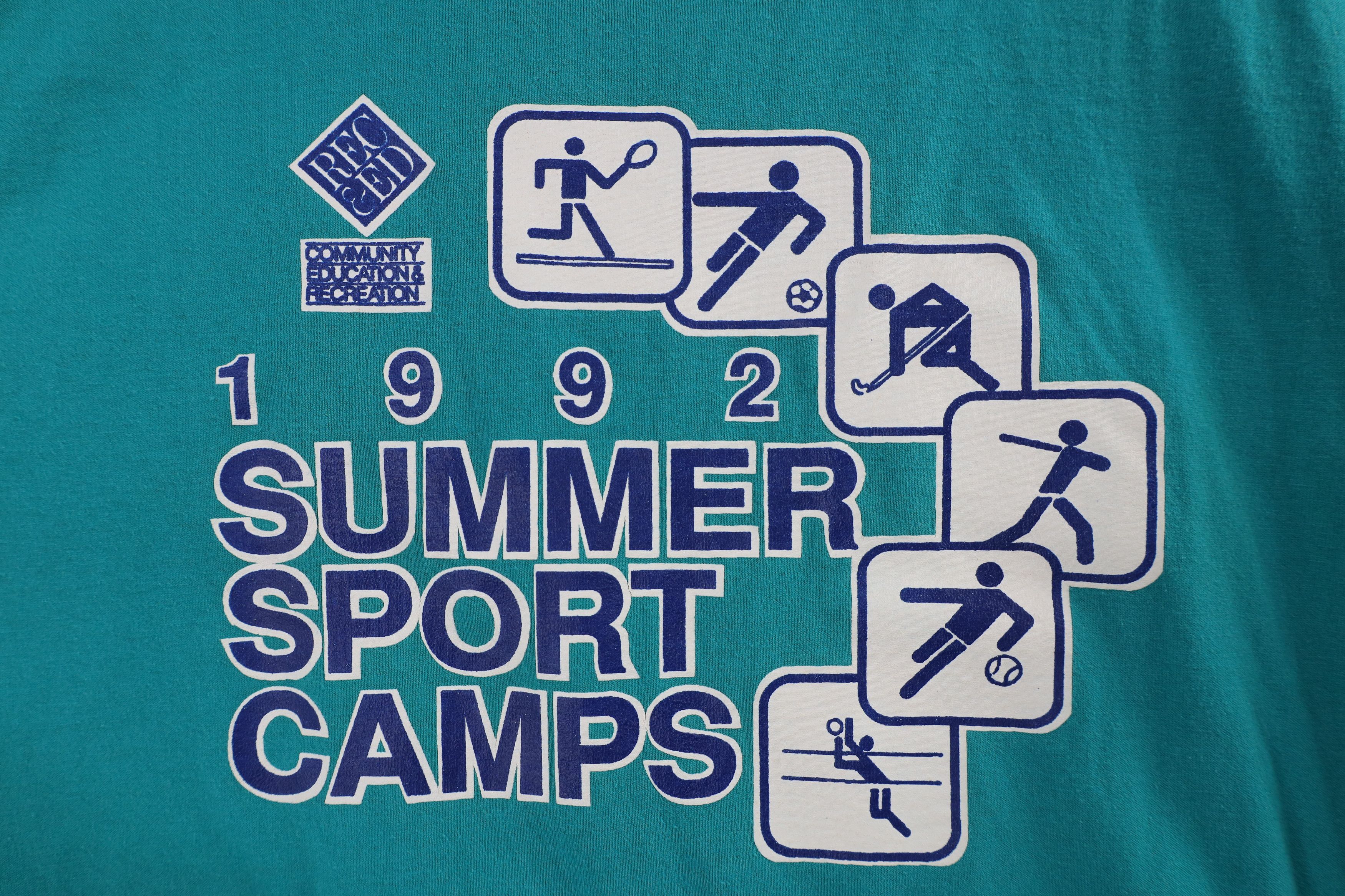 Vintage Vintage 90s Streetwear Summer Sports Camp T-Shirt Teal USA Size US L / EU 52-54 / 3 - 4 Thumbnail