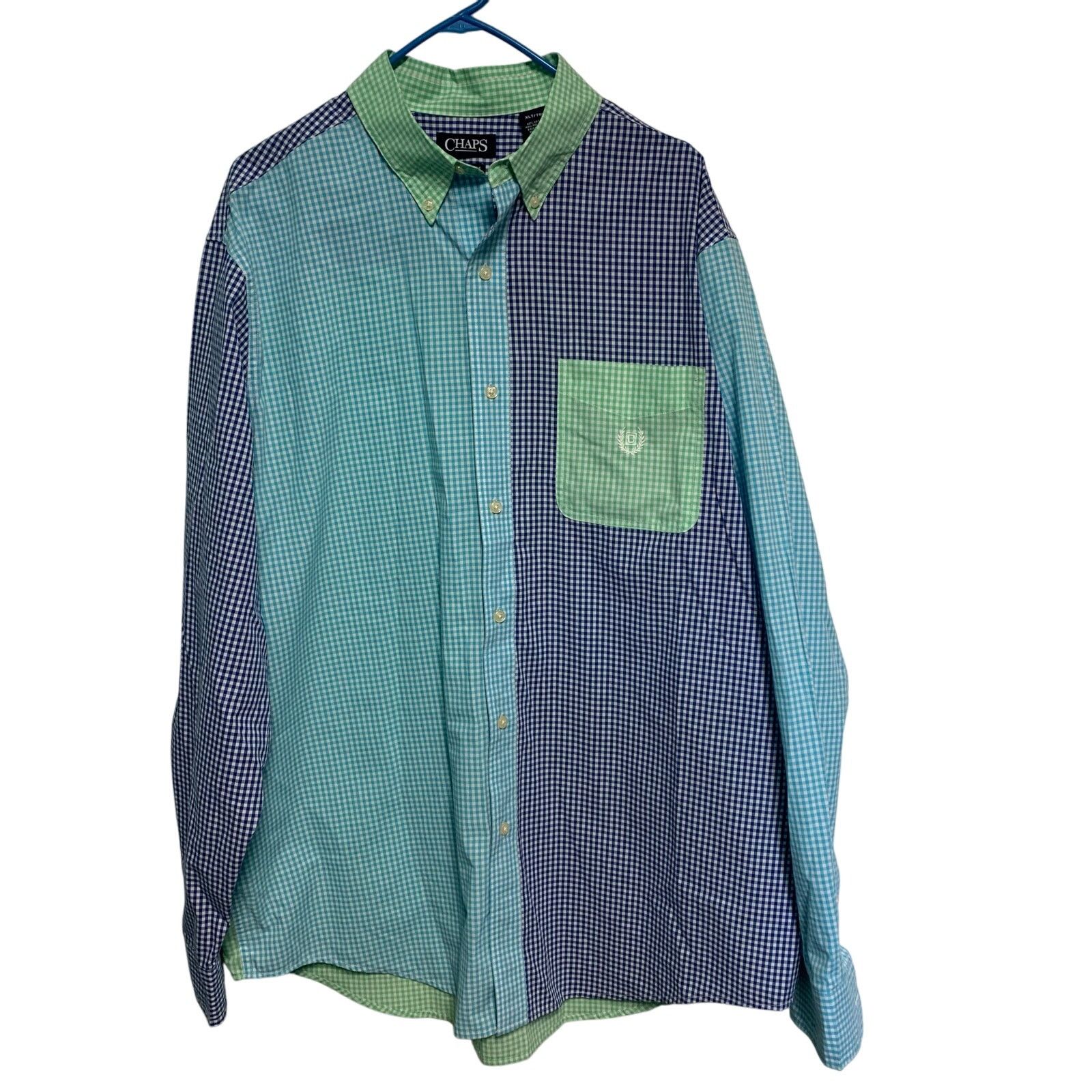 Chaps Chaps Easy Care Men's Color Block Plaid Cotton Shirt XLT Size US XL / EU 56 / 4 - 1 Thumbnail
