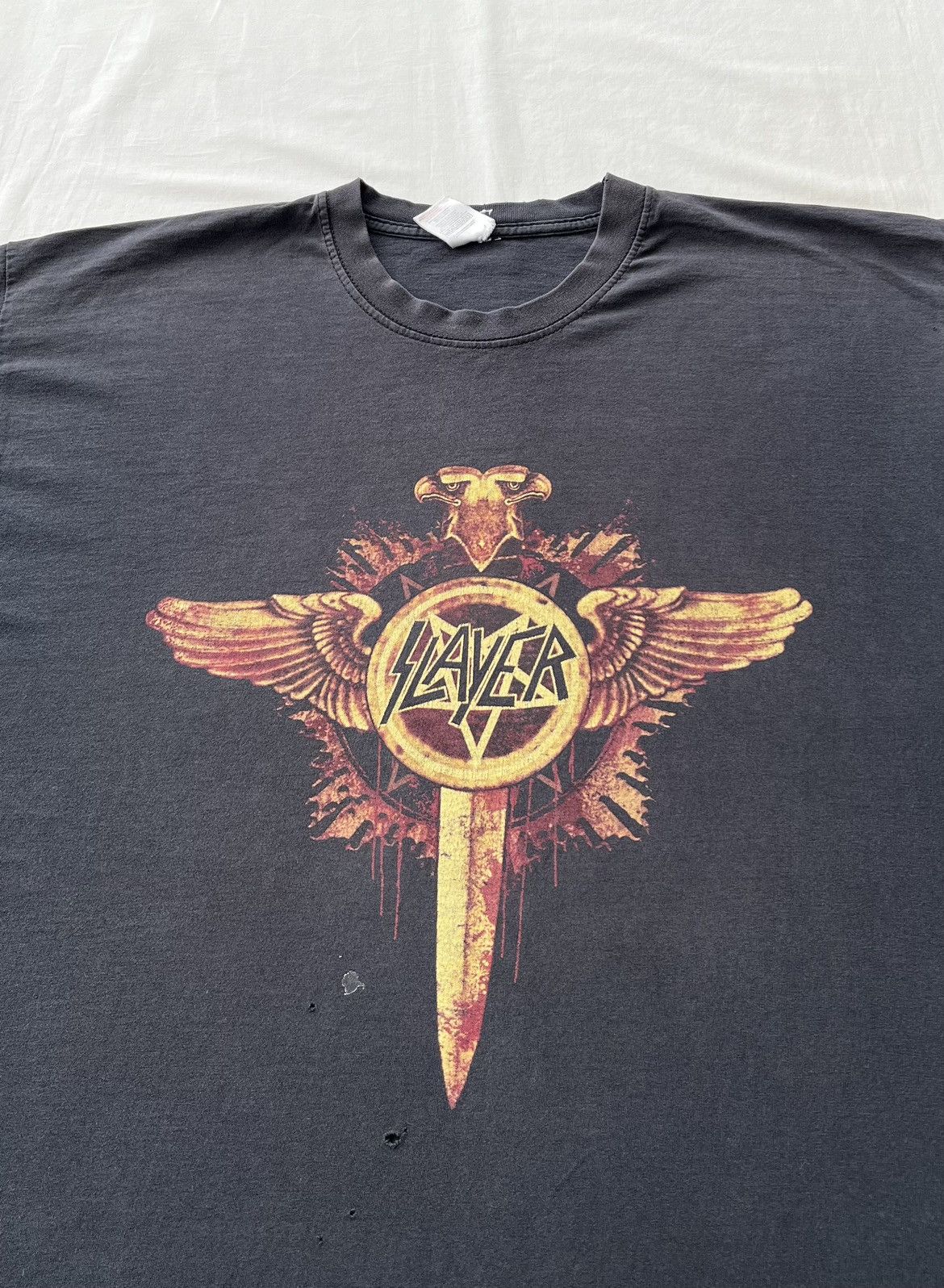 Band Tees Vintage 2000s Slayer Eagle Metal Band Y2k Black T-shirt Size US XL / EU 56 / 4 - 3 Thumbnail