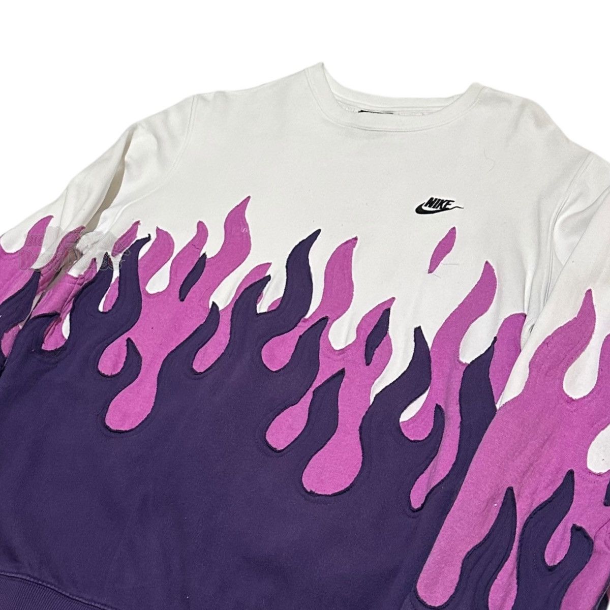 Nike Nike Crewneck Double Flame Purple White “Lozo” 597 Reworked Size US XL / EU 56 / 4 - 5 Thumbnail