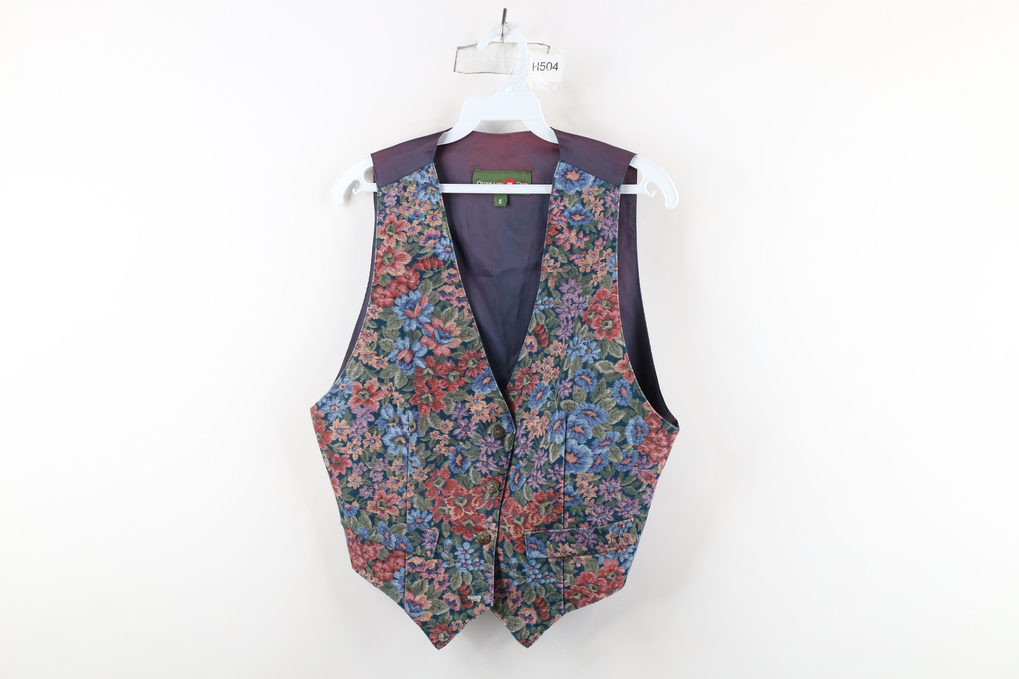 Vintage Vintage 90s Streetwear Flower Needlepoint Vest Jacket USA Size S / US 4 / IT 40 - 1 Thumbnail