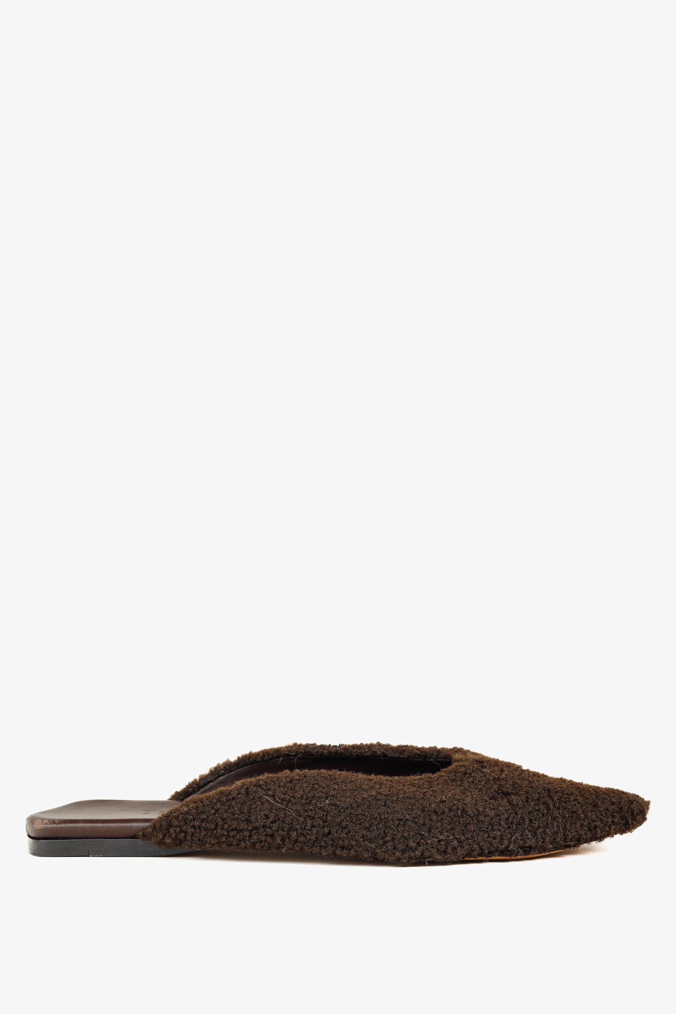 Tibi Nori Brown Short Faux Fur Slides