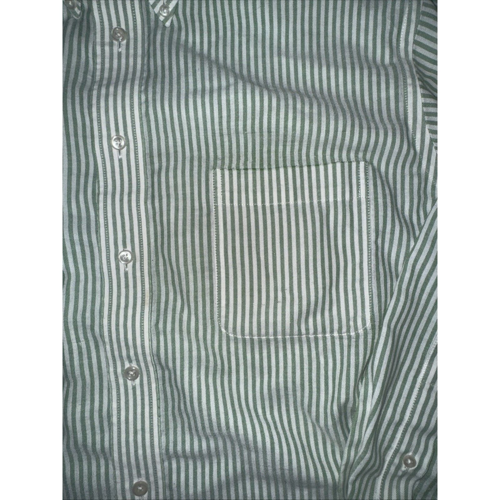 Stafford × Vintage Strafford Striped Oxford Shirt 17 32-33 Green Distressed Size US M / EU 48-50 / 2 - 2 Thumbnail