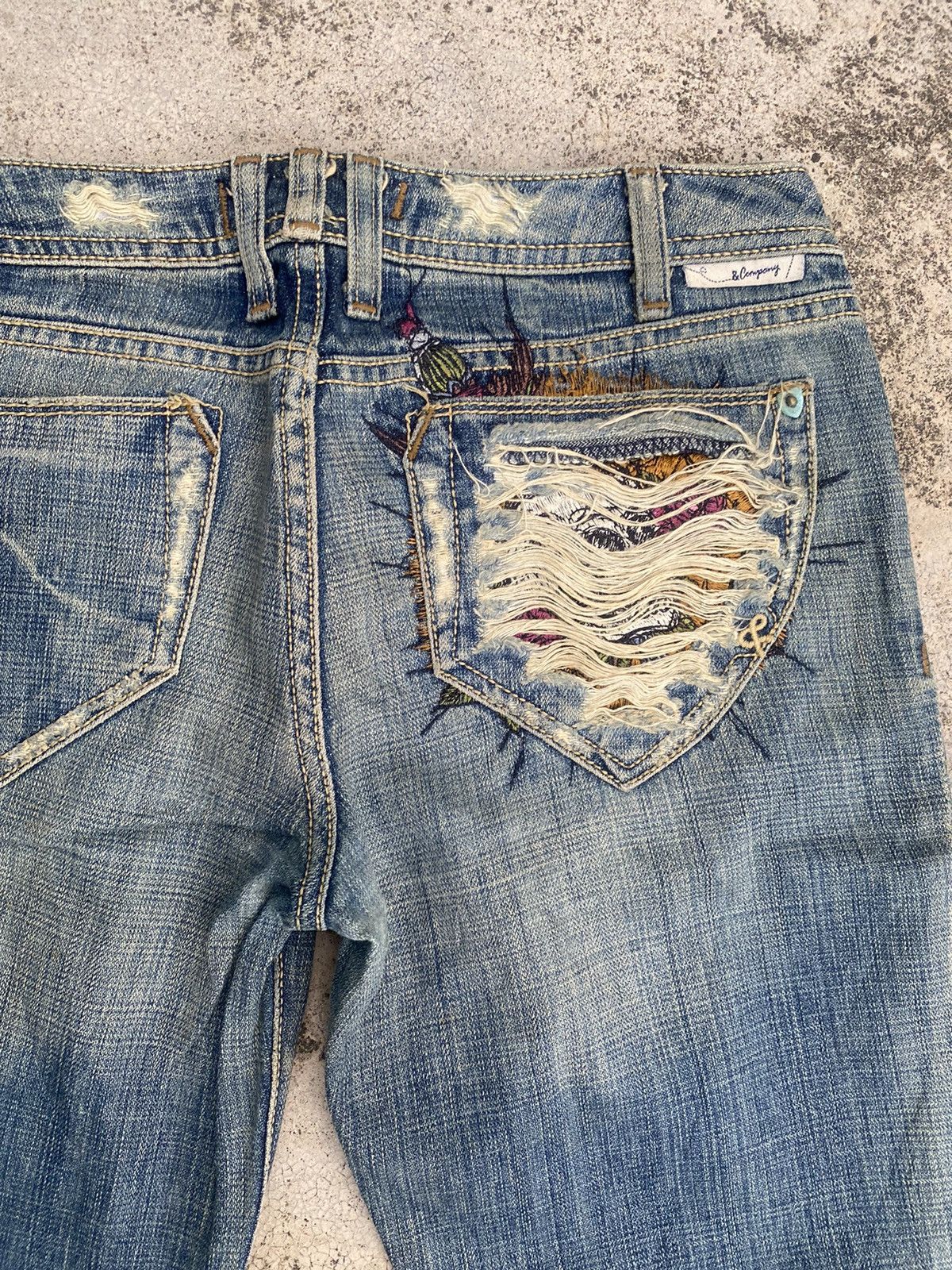 Japanese Brand Flare Jeans Jc Company Distressed Embroidered Skull Bootcut Size US 30 / EU 46 - 21 Thumbnail