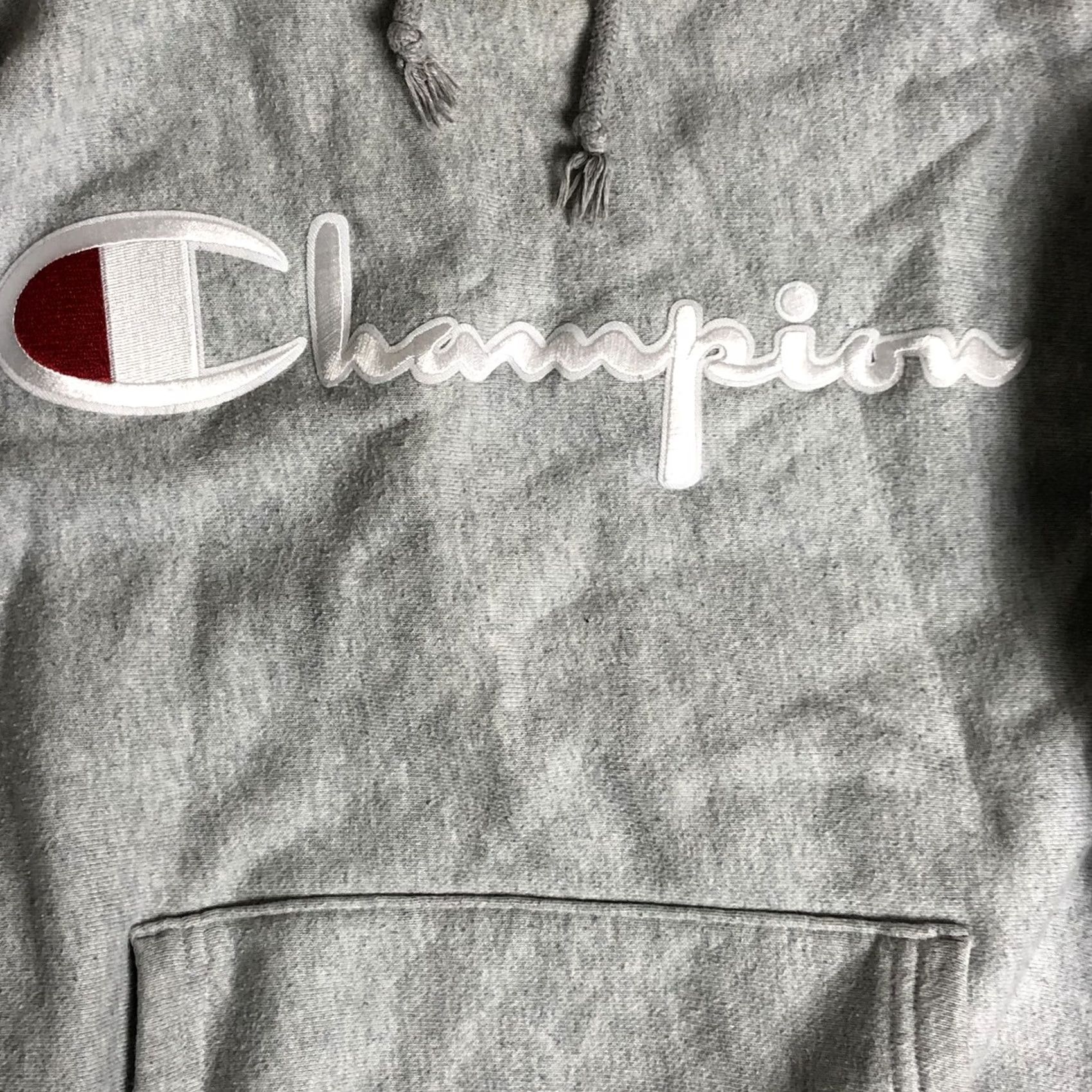 Champion Champion Mens Reverse Weave Heather Gray Embroidered Spellout Hoodie S Size Grey Fleece Size US S / EU 44-46 / 1 - 3 Thumbnail
