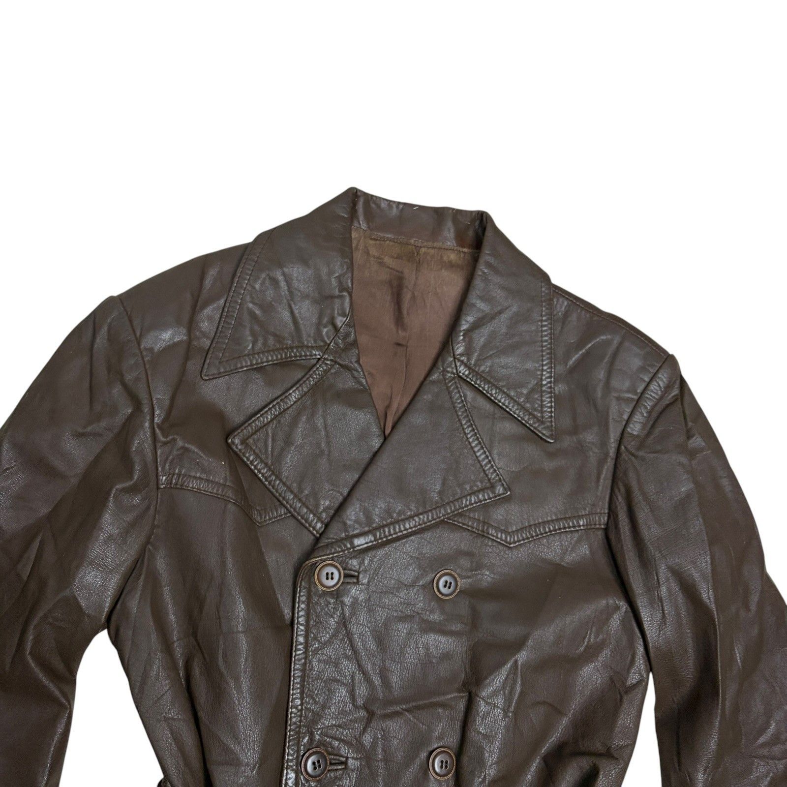 Other Vintage Leather Coat Princeton Trench Retro Jacket Small Size US S / EU 44-46 / 1 - 3 Thumbnail