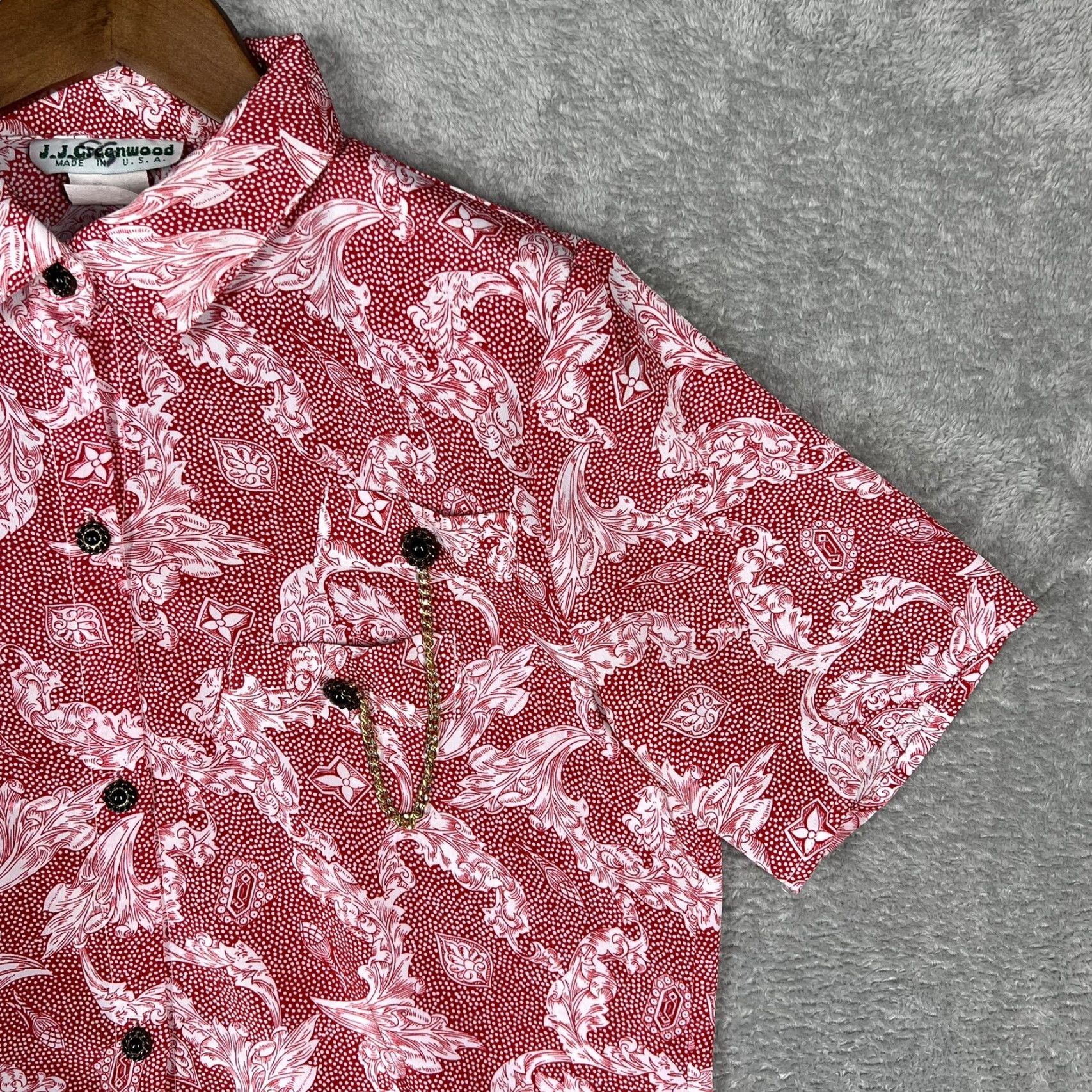 Vintage VINTAGE J.J. Greenwood Women’s Small Button Up Top Blouse Red Floral Dotted USA Shirt S Red 1970s Hippy Womens Size S / US 4 / IT 40 - 2 Thumbnail