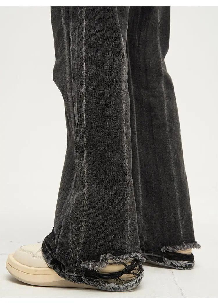 Designer × Japanese Brand Faded y2k Black Ripped Flare jeans Size US 33 - 6 Thumbnail