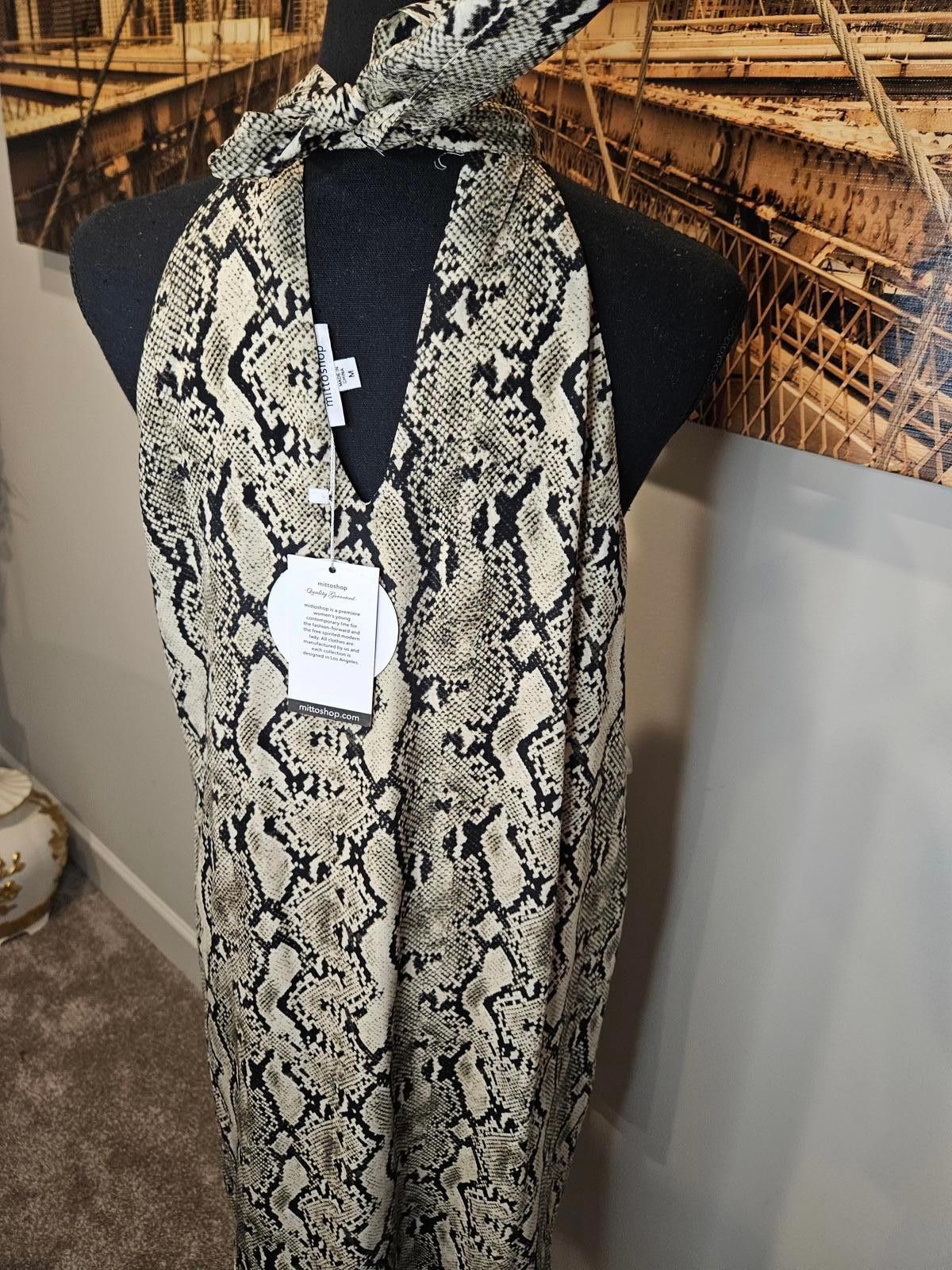 Designer Nwt Mittoshop Snakeskin Halter Dress Size M / US 6-8 / IT 42-44 - 5 Thumbnail