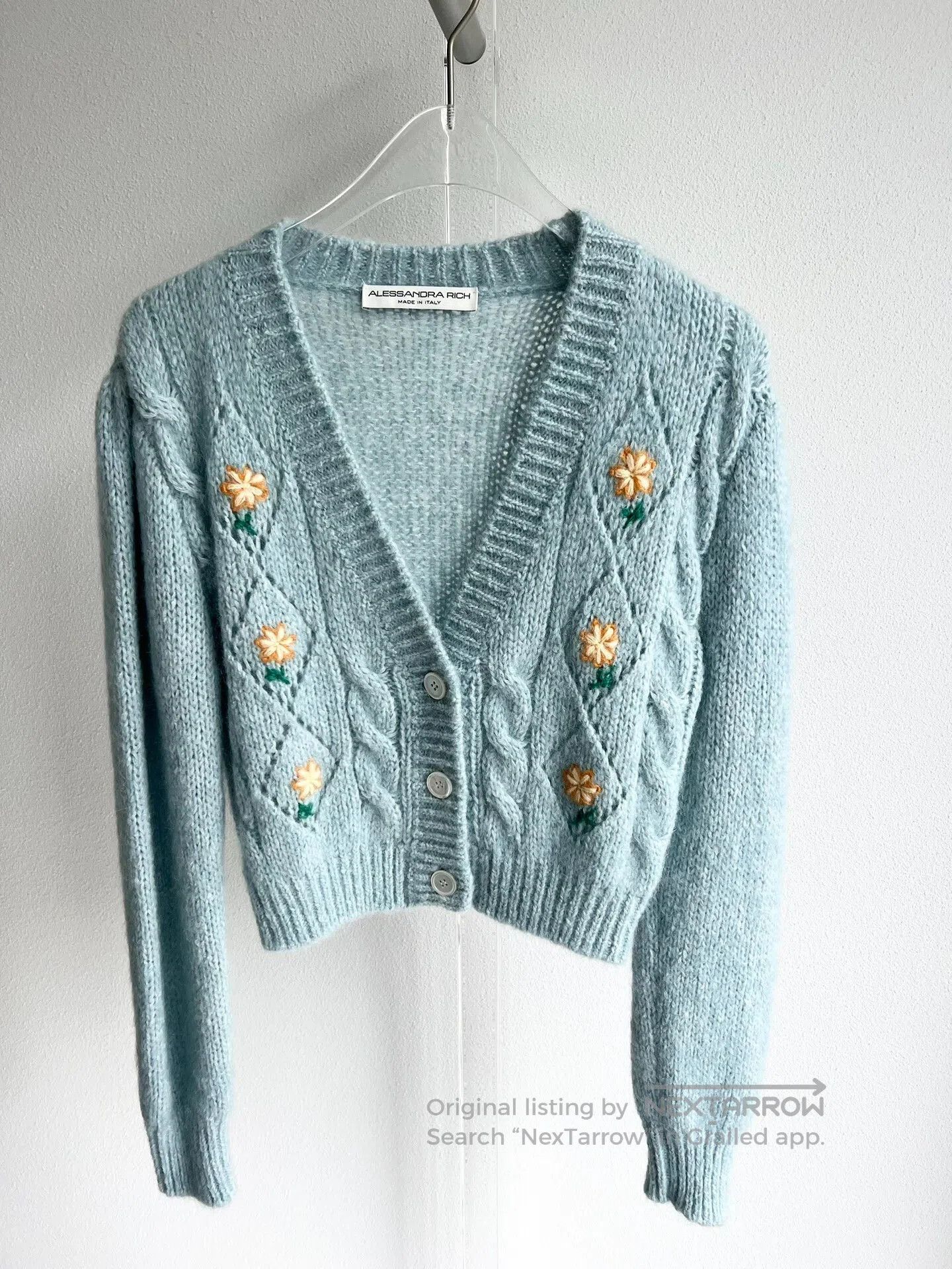 Alessandra Rich Alessandra Rich Blue Embroidered Cardigan. Size XS / US 0-2 / IT 36-38 - 2 Thumbnail