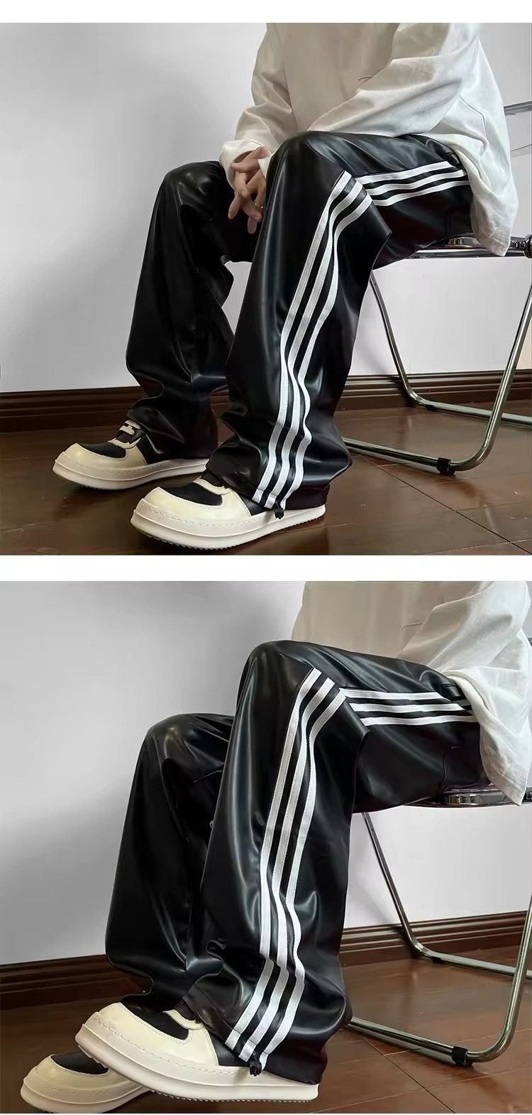 Japanese Brand × Other Loose Casual Hip Hop Vintage Straight PU Leather Pants Size US 33 - 3 Thumbnail