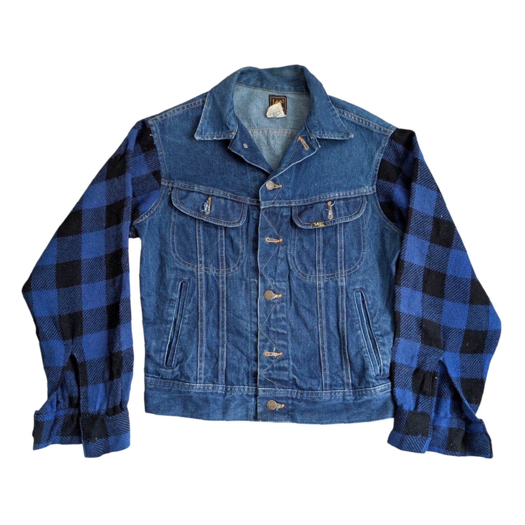 Lee Vintage Lee Denim Jacket with Flannel Sleeves Made in USA Blue 36R Women's Jacket Denim Blue USA 90s Workwear Lee Women's Jacket Size 28" / US 6 / IT 42 - 4 Thumbnail