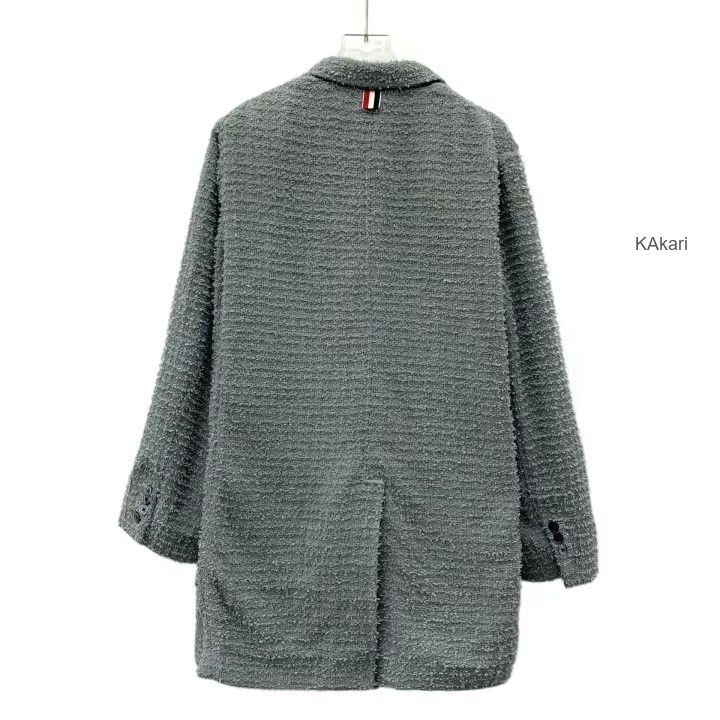 Thom Browne Thom Browne Gray Stripe Cotton Double-Breasted Jacket Size US S / EU 44-46 / 1 - 2 Thumbnail