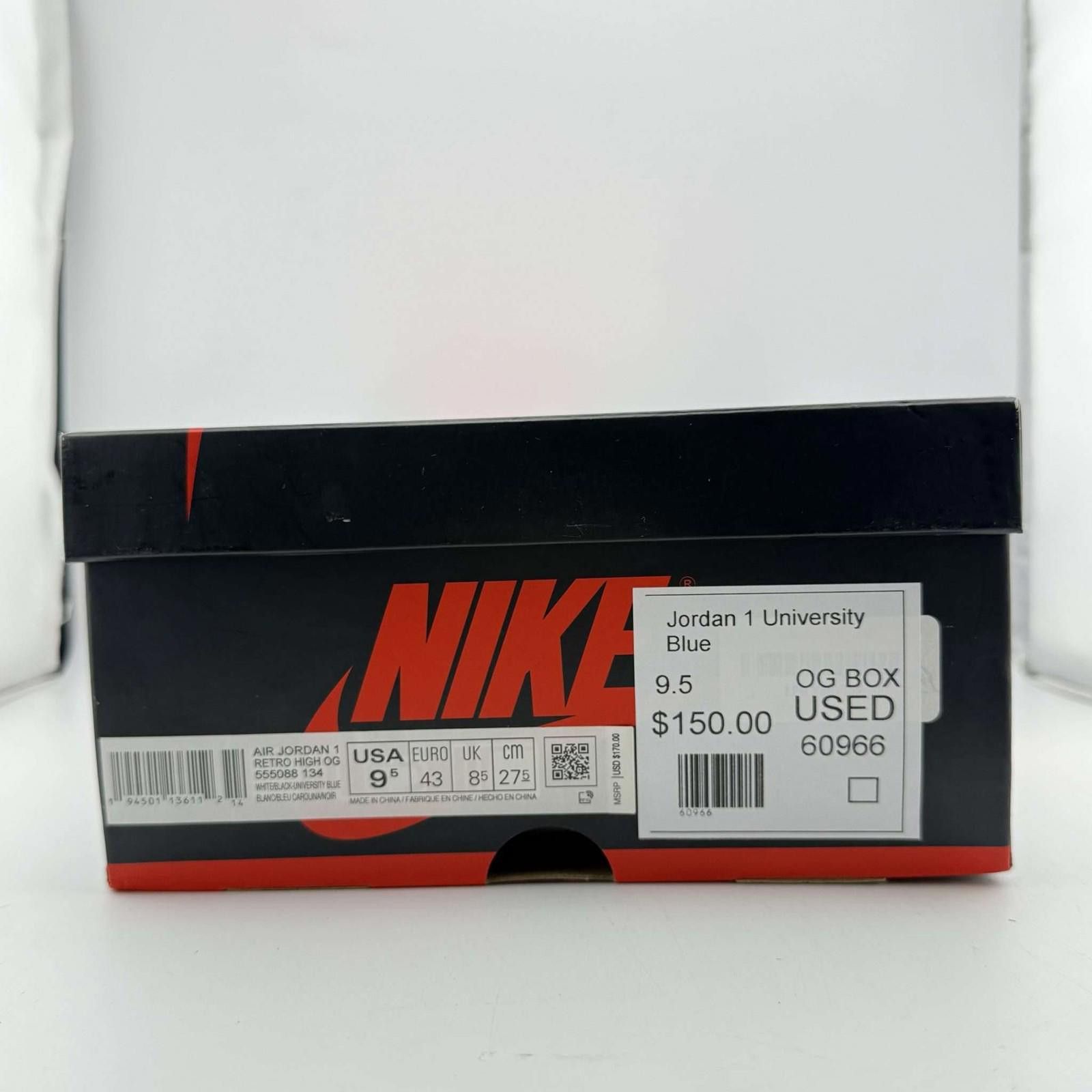 Nike og box Air Jordan 1 Retro High OG University Blue 9.5 Used Size US 9.5 / EU 42-43 - 8 Thumbnail