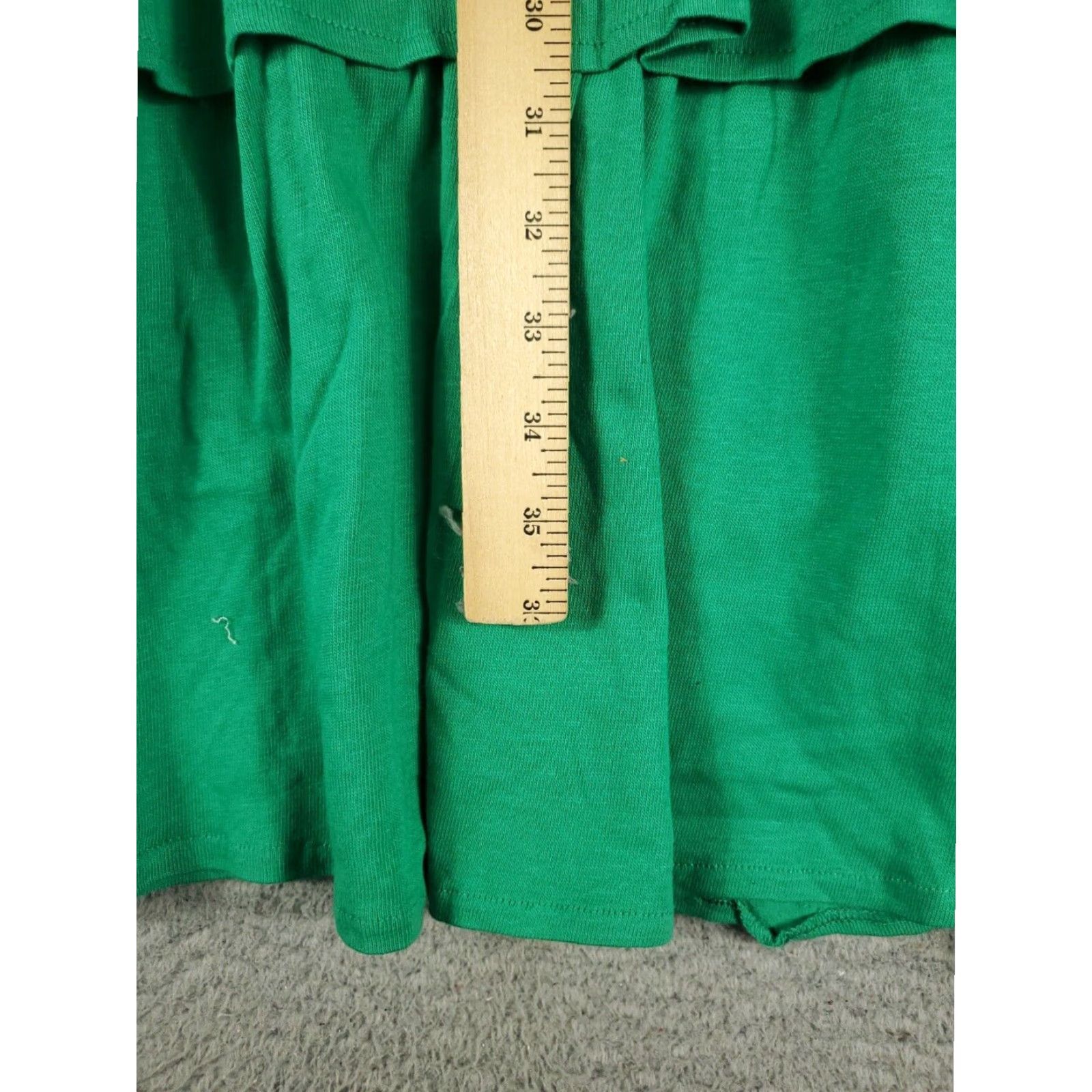 Zara Zara Womens Green Midi Dress Small Layered Tiered Ruffled Short Sleeve Cotton Size 28" / US 6 / IT 42 - 4 Thumbnail