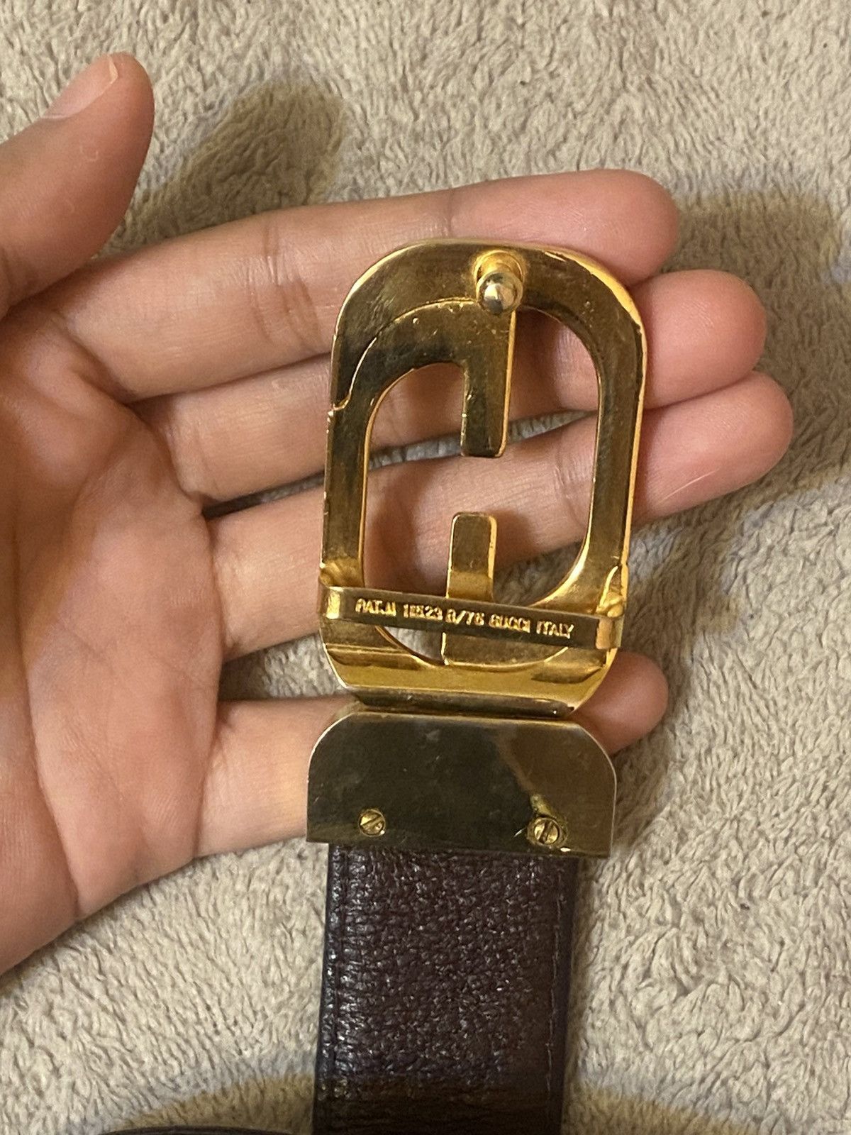 Gucci Vintage Gucci Monogram Belt GG Gold Buckle Size ONE SIZE - 6 Thumbnail